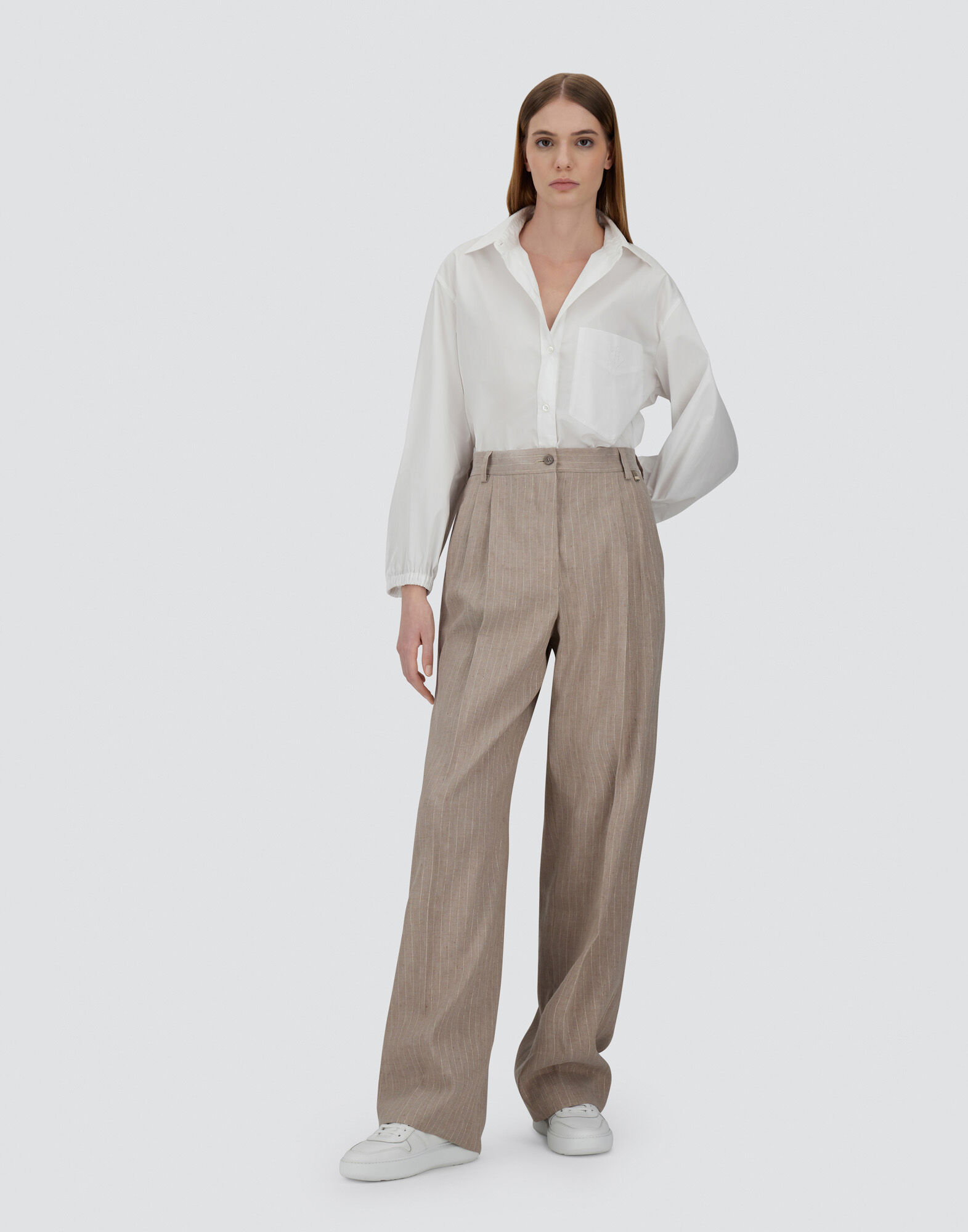 TROUSERS IN LINEN?PINSTRIPE