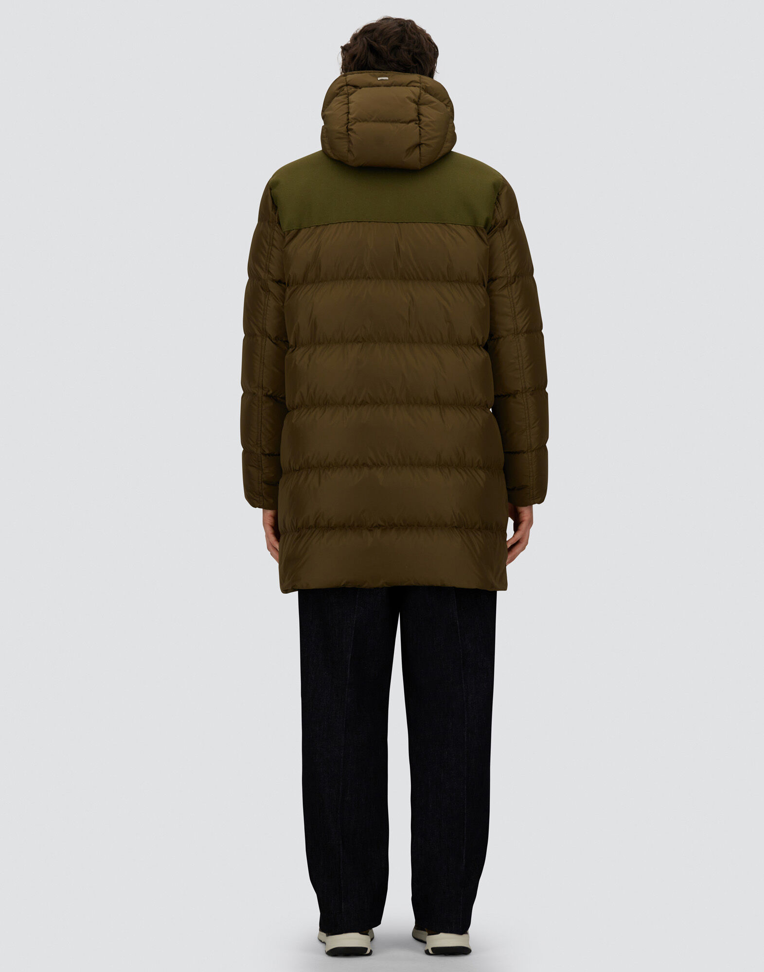 LONG JACKET IN NYLON CHAMONIX AND PURE WOOL CLOTH