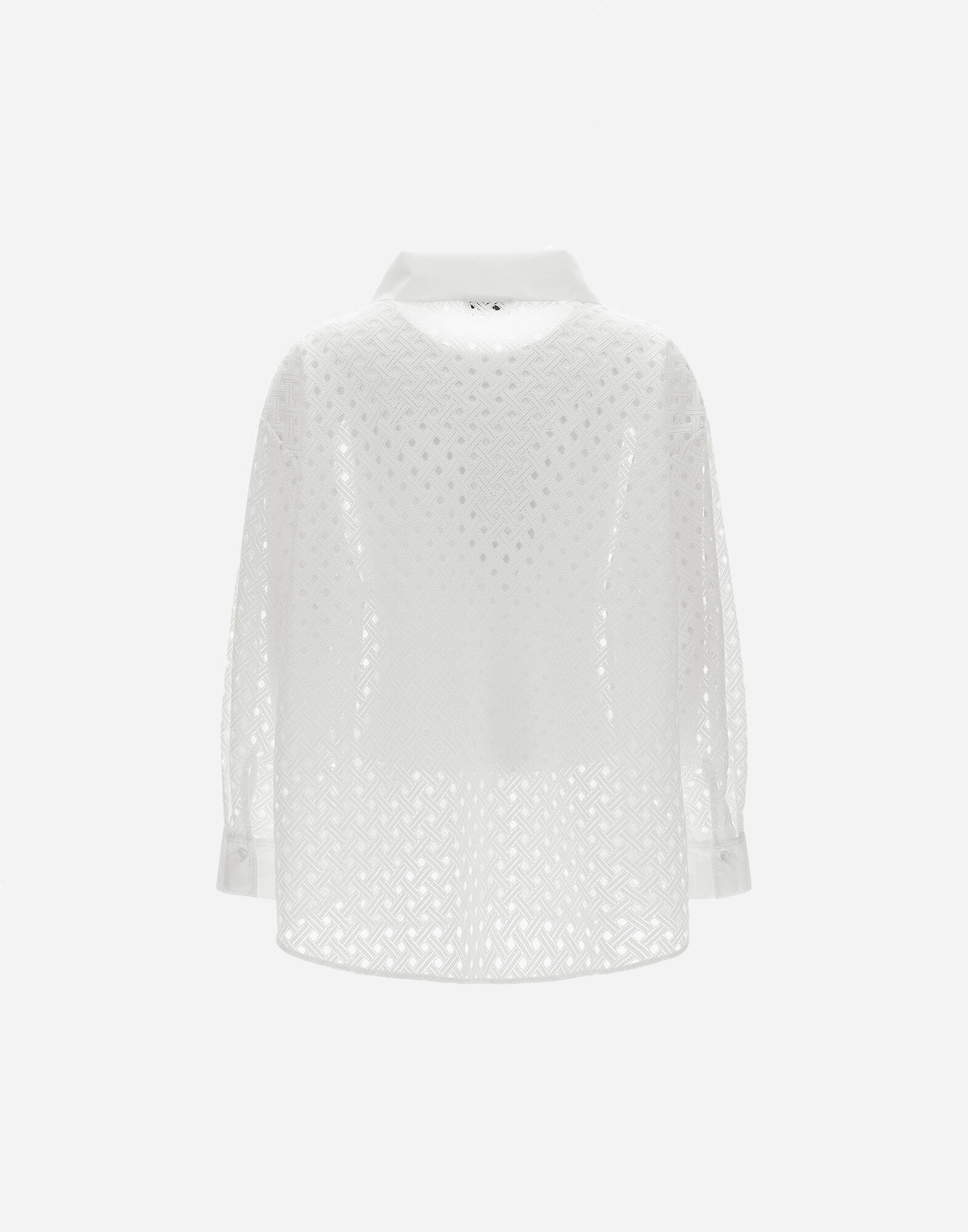 SHACKET IN CROCHET LACE AND NEW TECHNO TAFFETA