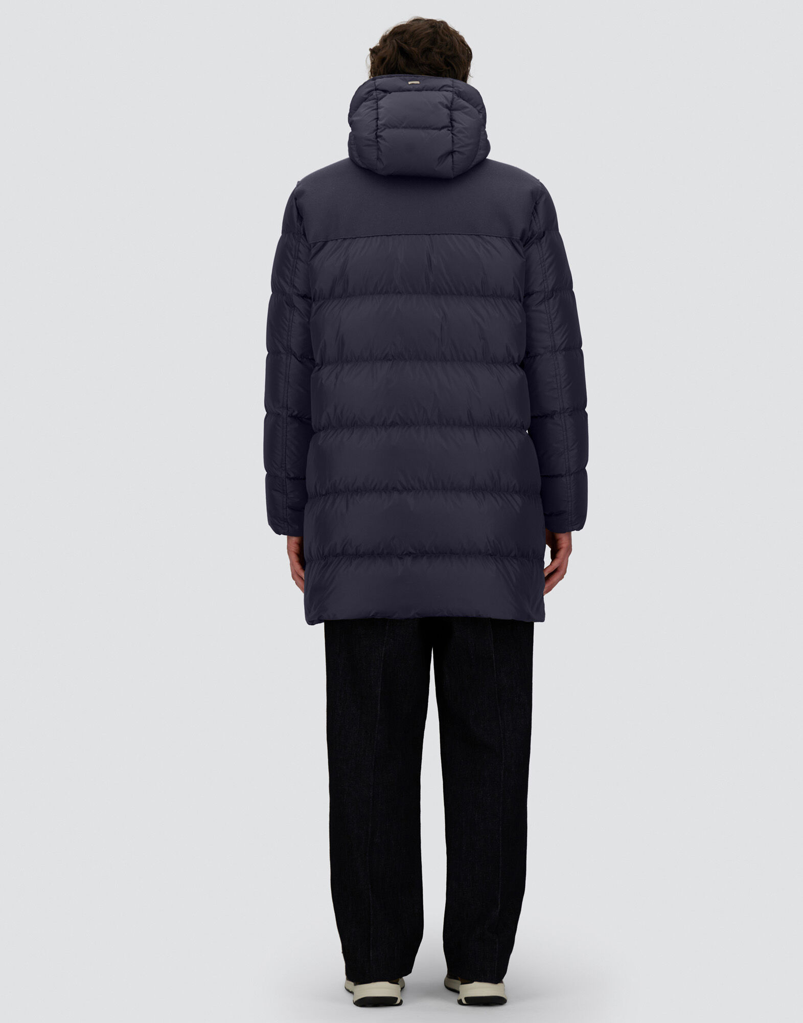 LONG JACKET IN NYLON CHAMONIX AND PURE WOOL CLOTH