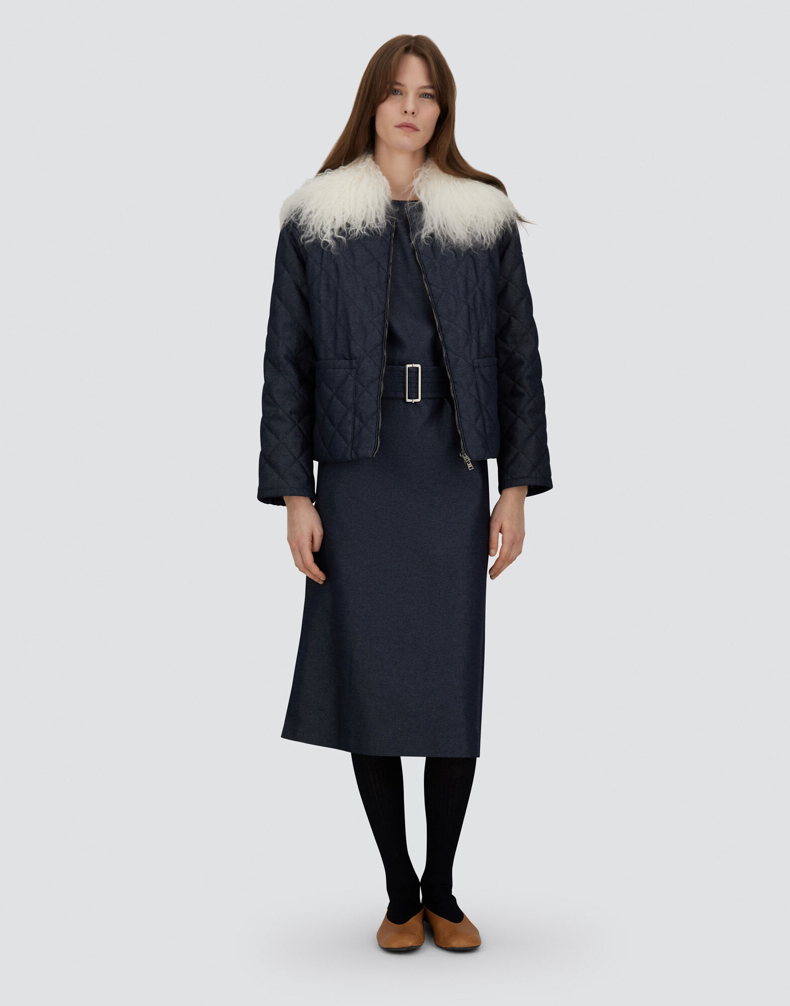 DENIM-EFFECT COTTON DRESS