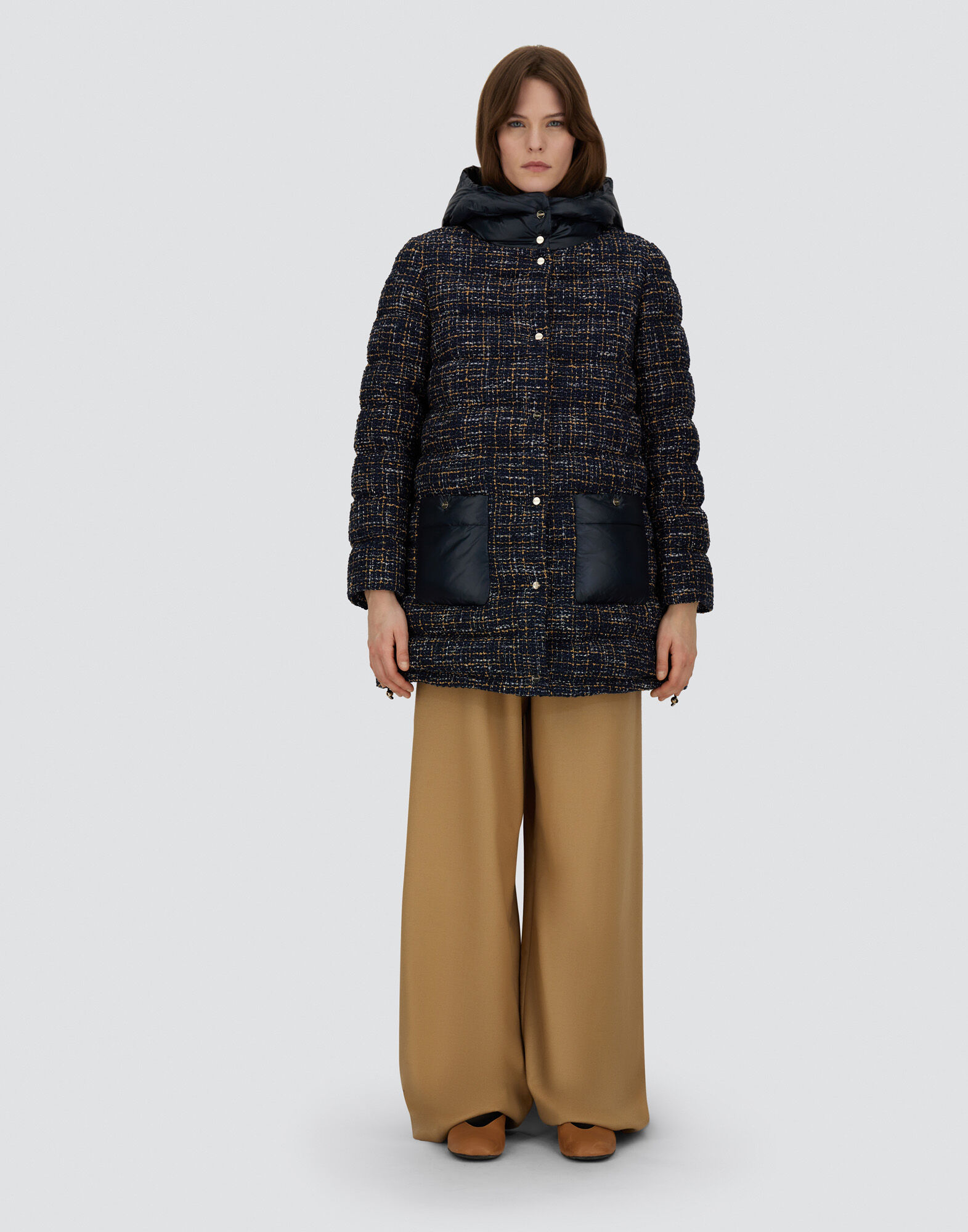 PARKA IN OPERATED TWEED AND NYLON ULTRALIGHT