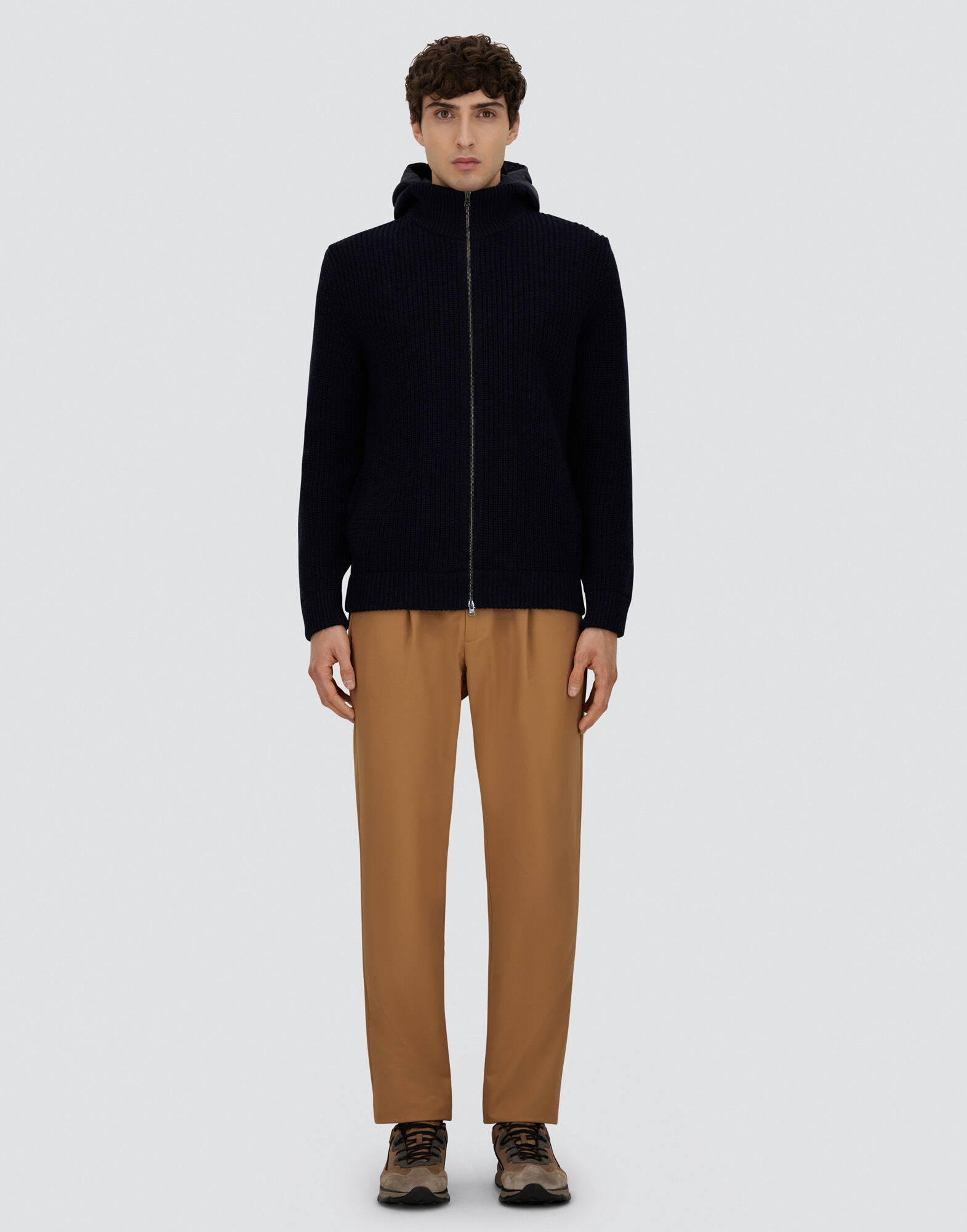 JACKET IN RIBBED MERINO WOOL G.5 AND NYLON CHAMONIX