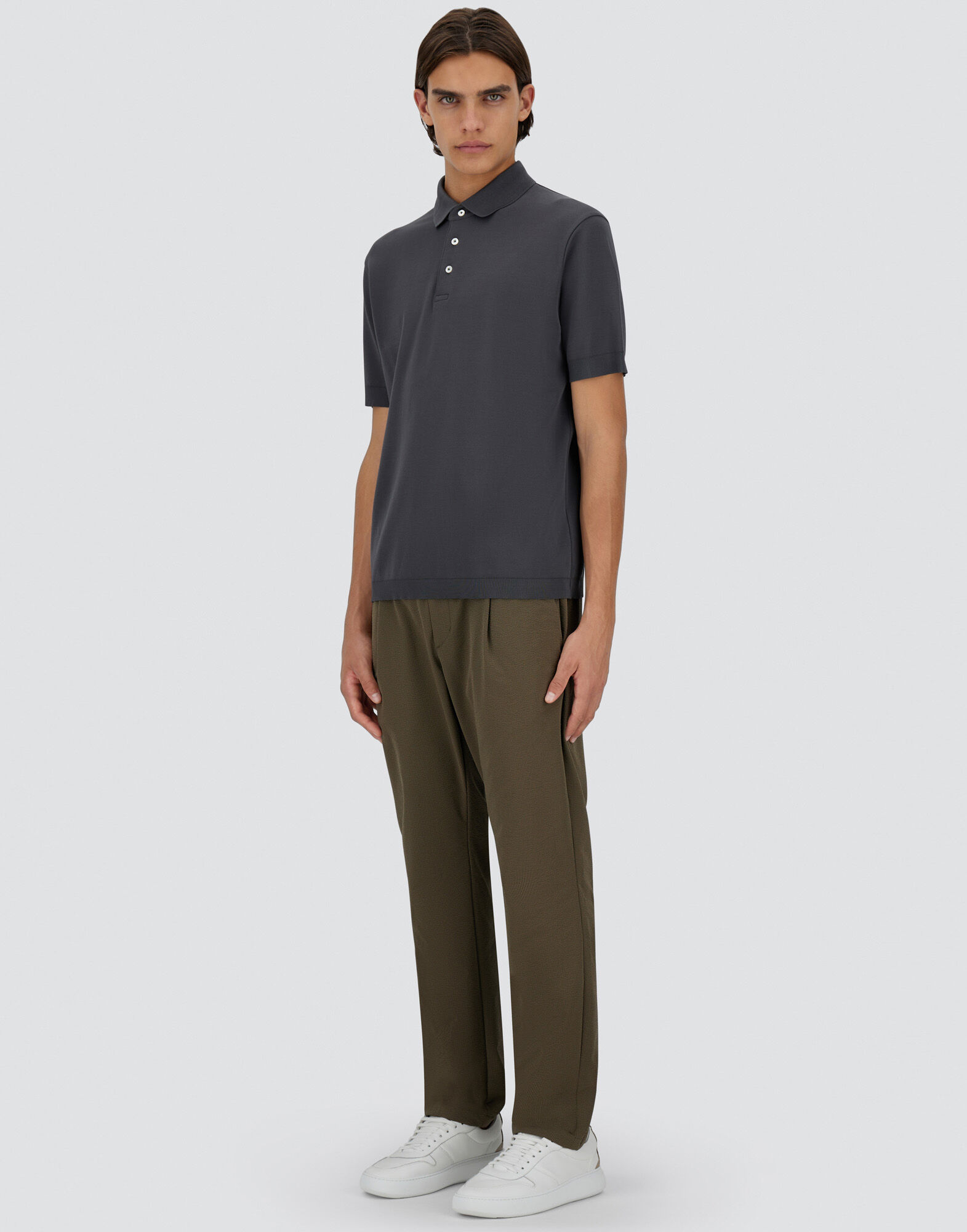 JERSEY KNIT EFFECT POLO SHIRT