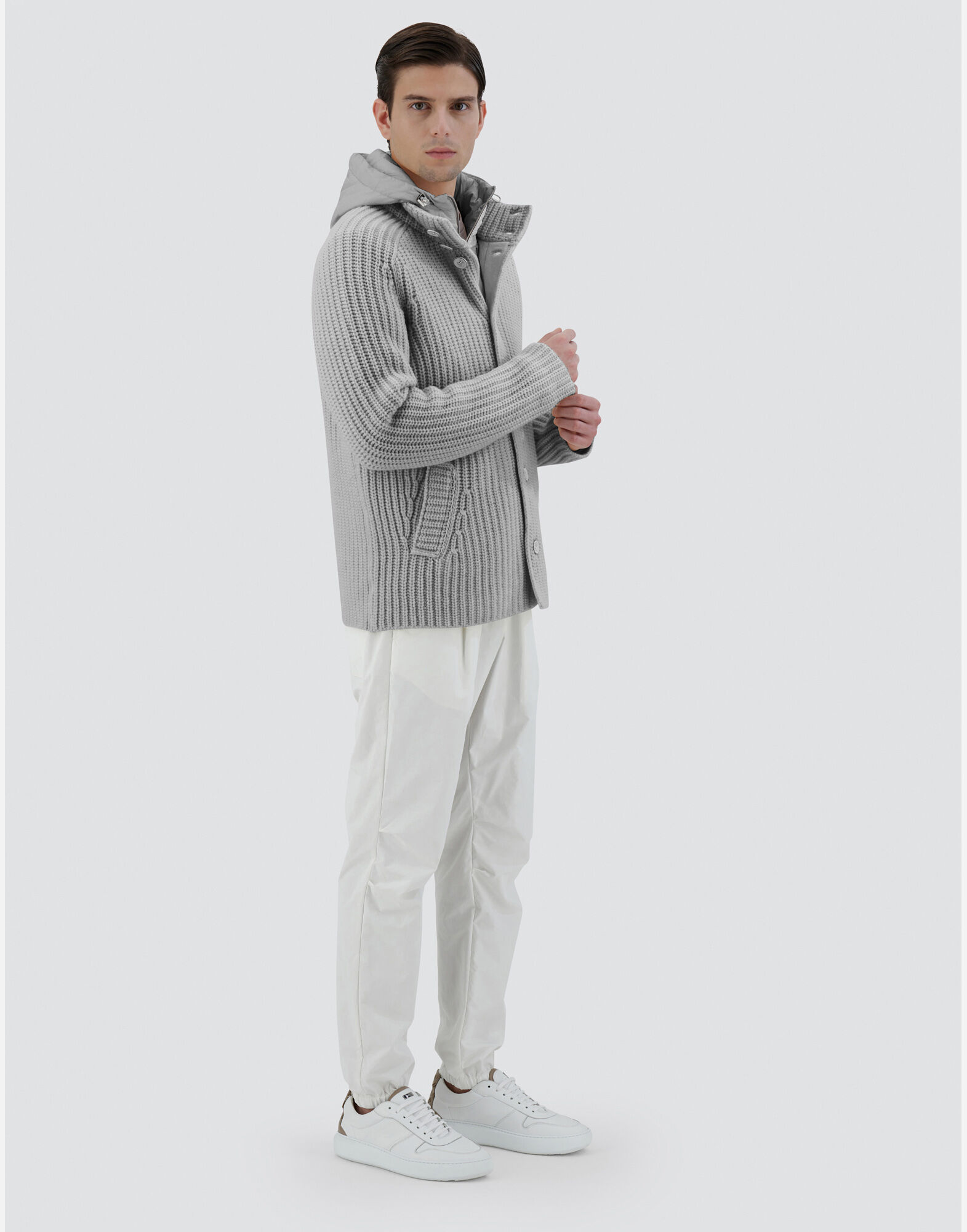 CARDIGAN IN COB STITCH WOOL
