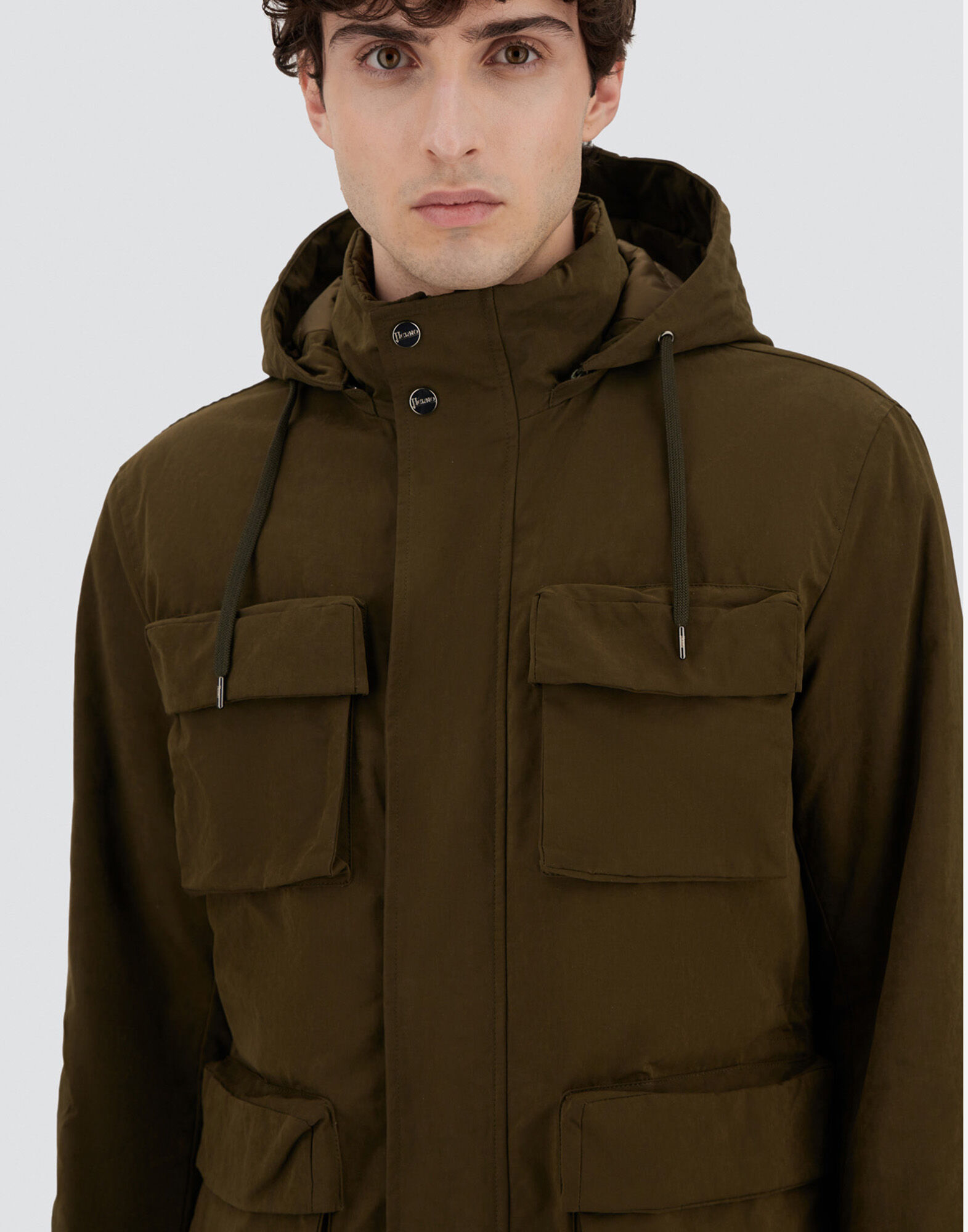 SHORT PARKA IN WAXED TECH COTTON