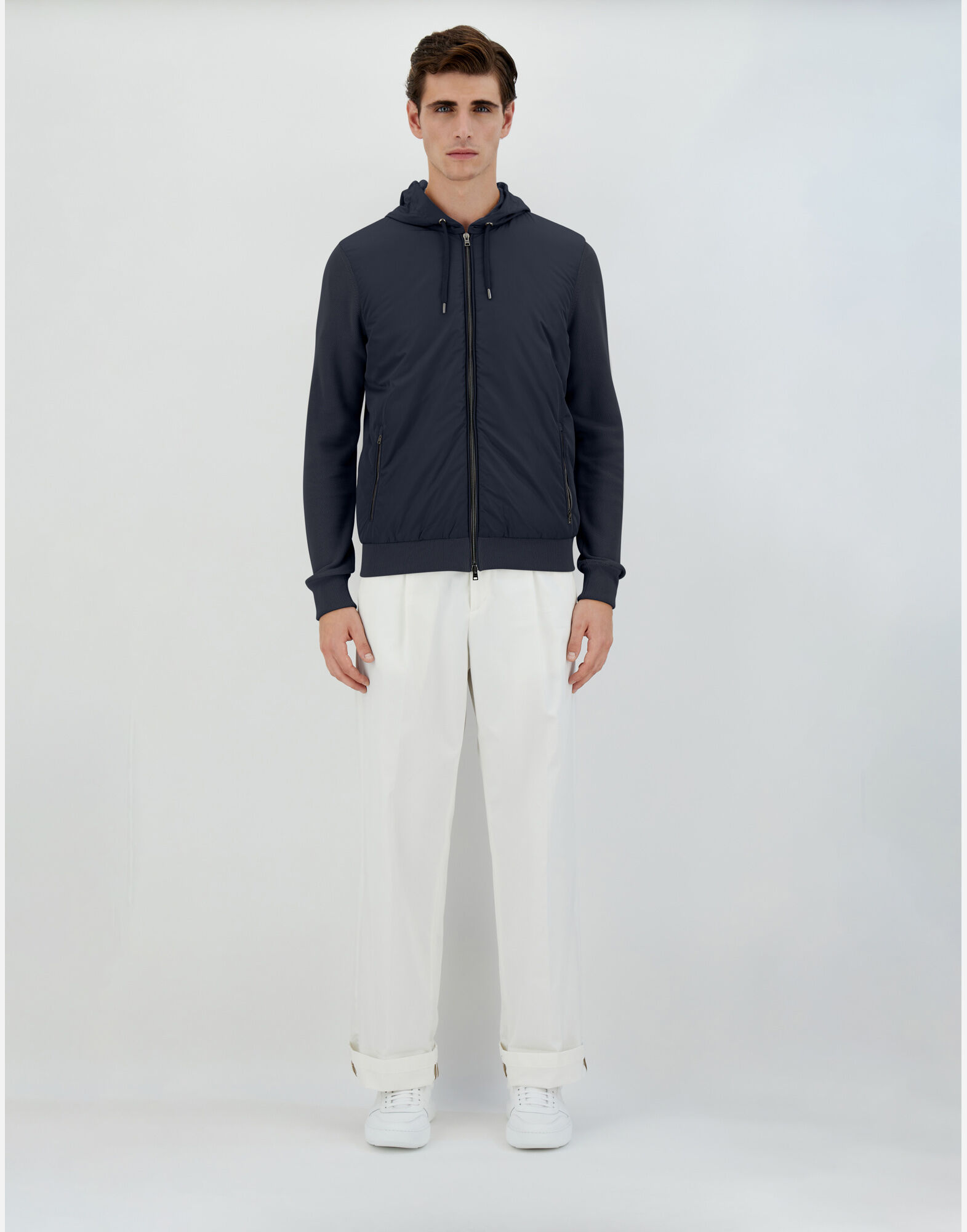 PIQUE' KNIT AND NYLON JACKET