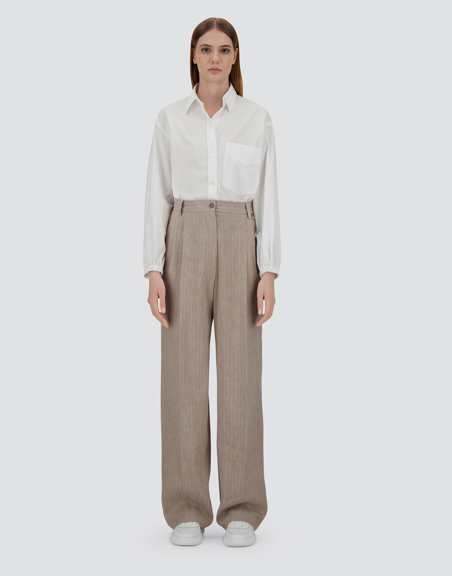TROUSERS IN LINEN?PINSTRIPE