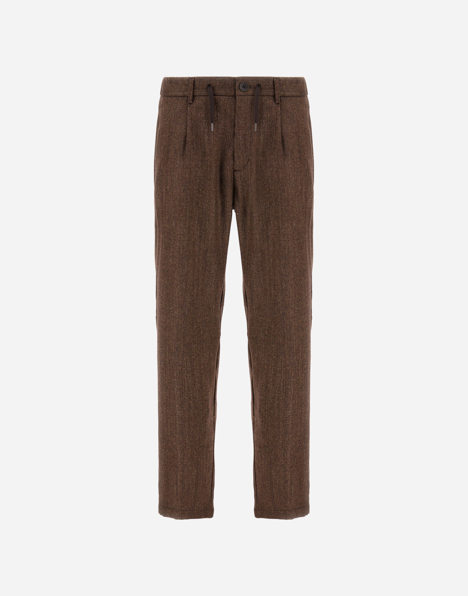 TROUSERS IN HERRINGBONE WOOL FLANNEL
