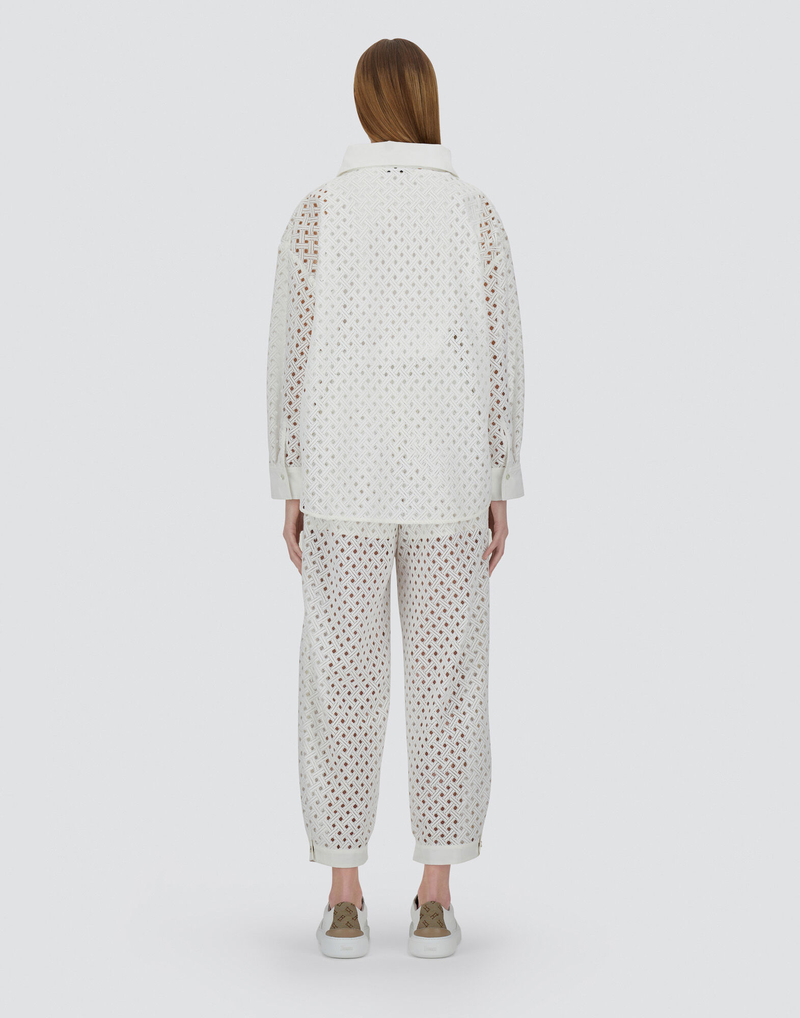 SHACKET IN CROCHET LACE AND NEW TECHNO TAFFETA