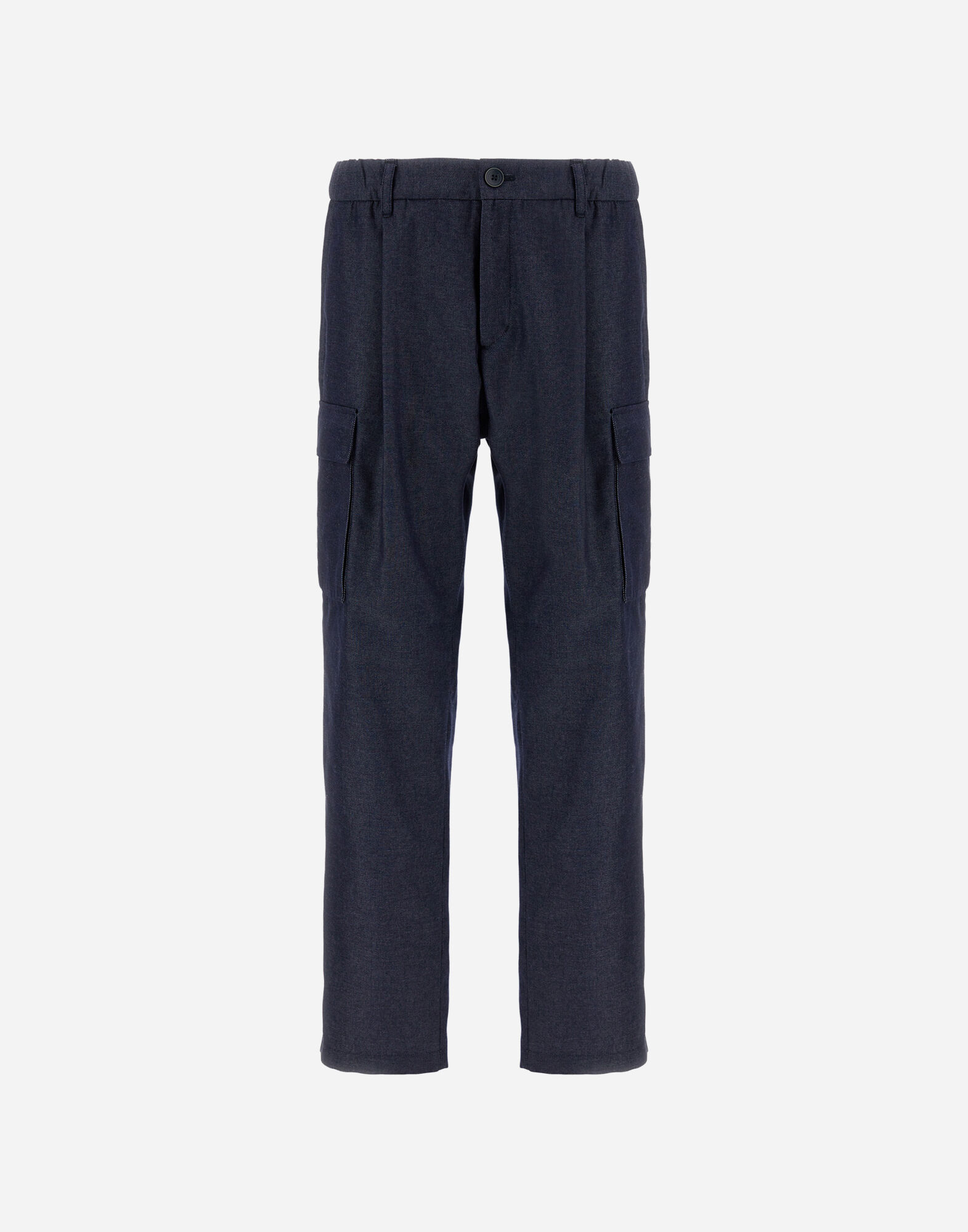 DENIM-EFFECT COTTON TROUSERS