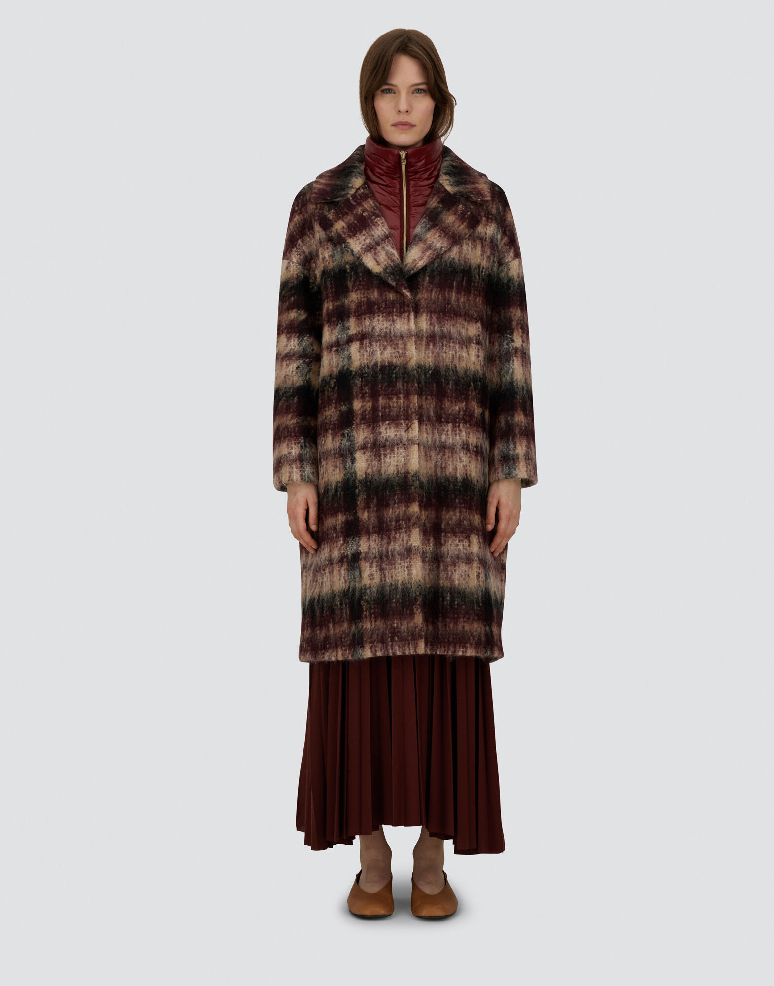 COAT IN MOHAIR CHECK WOOL AND NYLON ULTRALIGHT