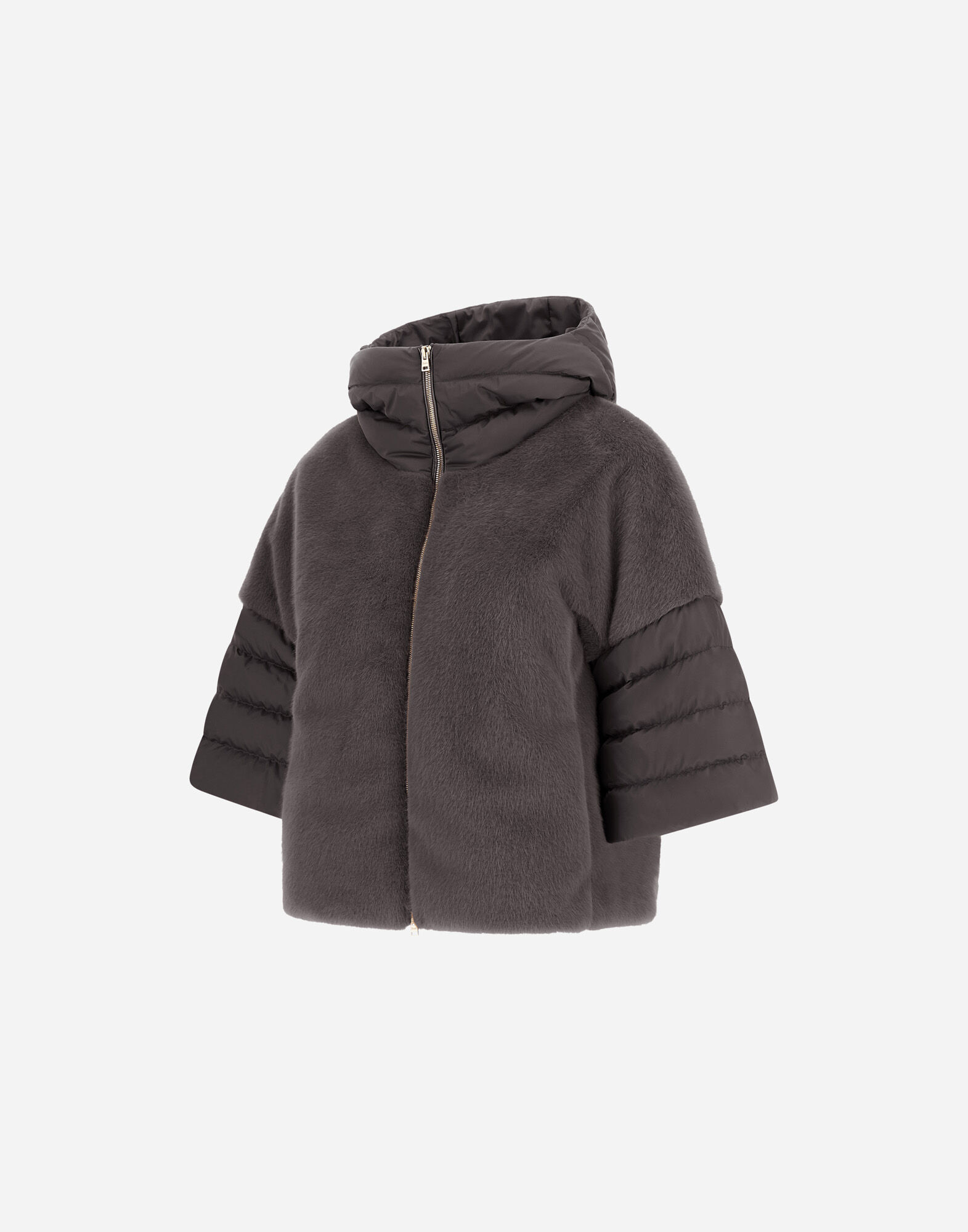 CAPE IN SATIN AND LADY ALTERNATIVE FUR