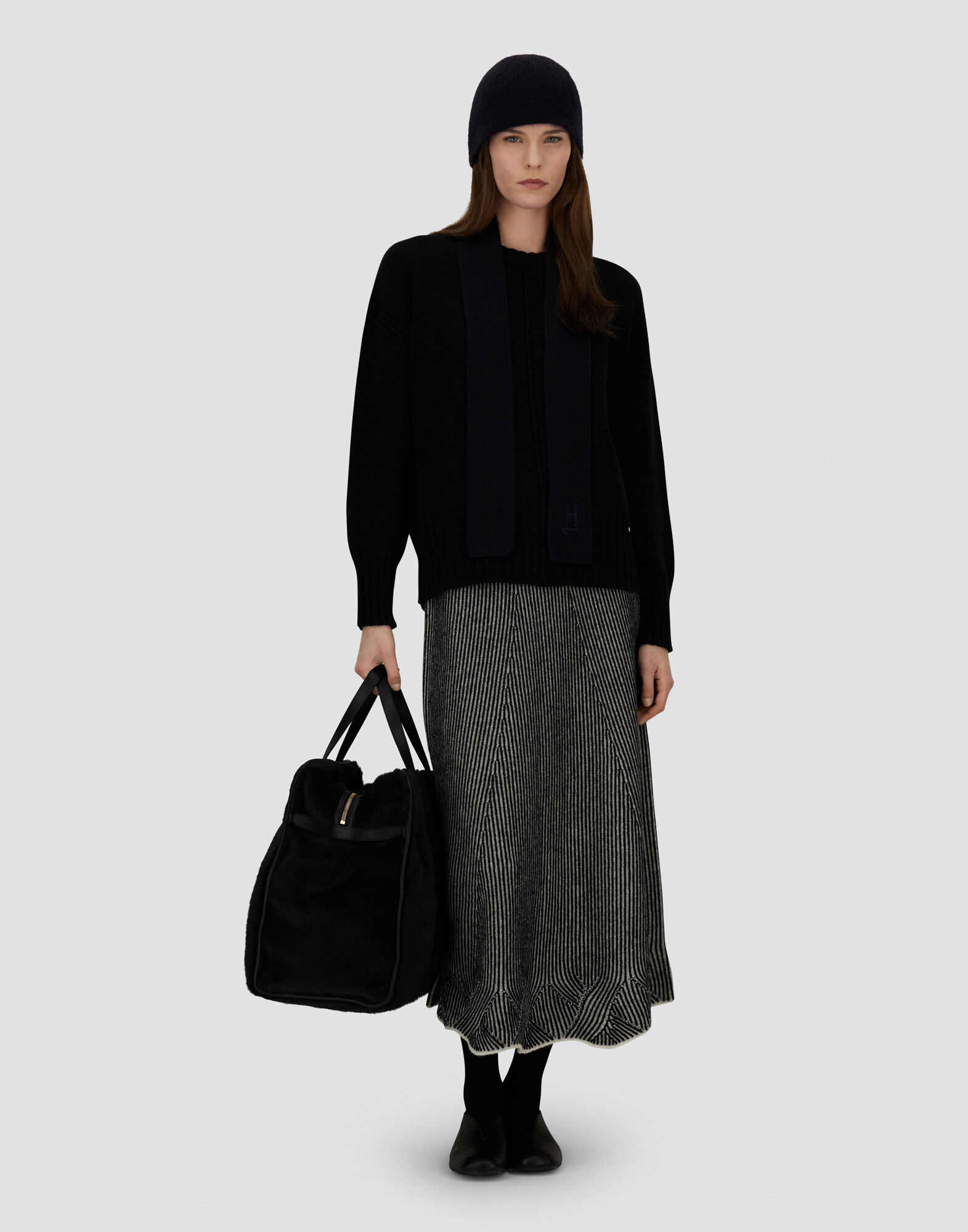 SKIRT IN TWO-TONE VANIS WOOL