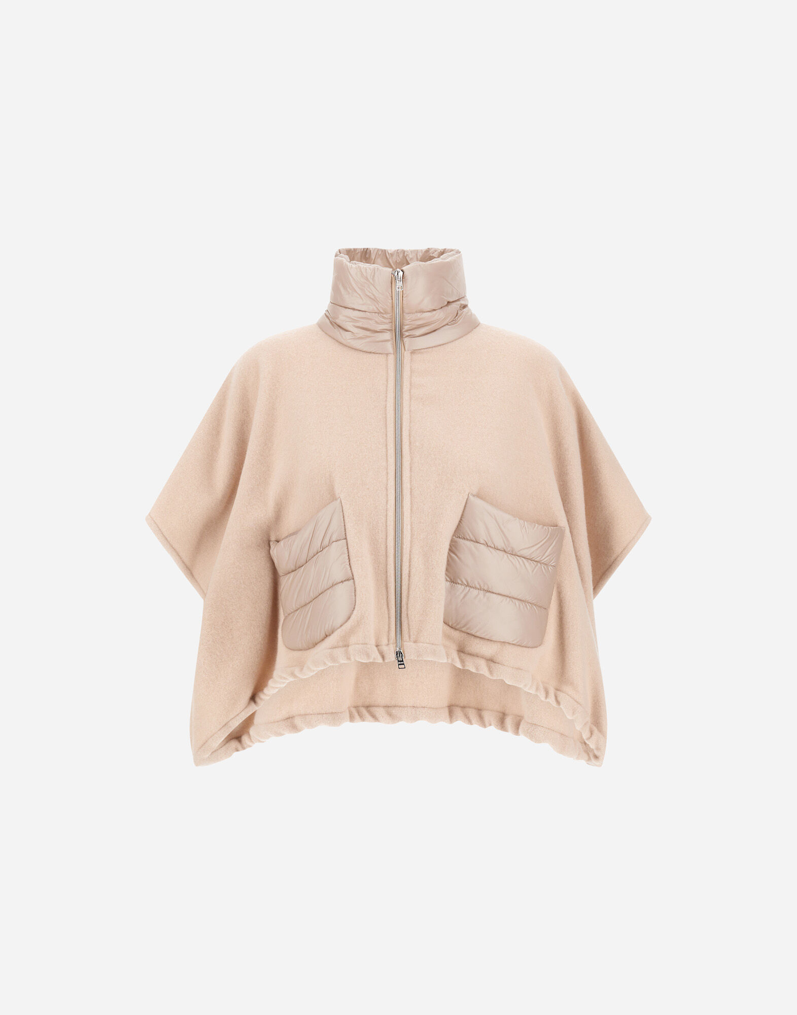RESORT SHORT PONCHO IN WARMY CASHMERE WOOL & NYLON ULTRALIGHT