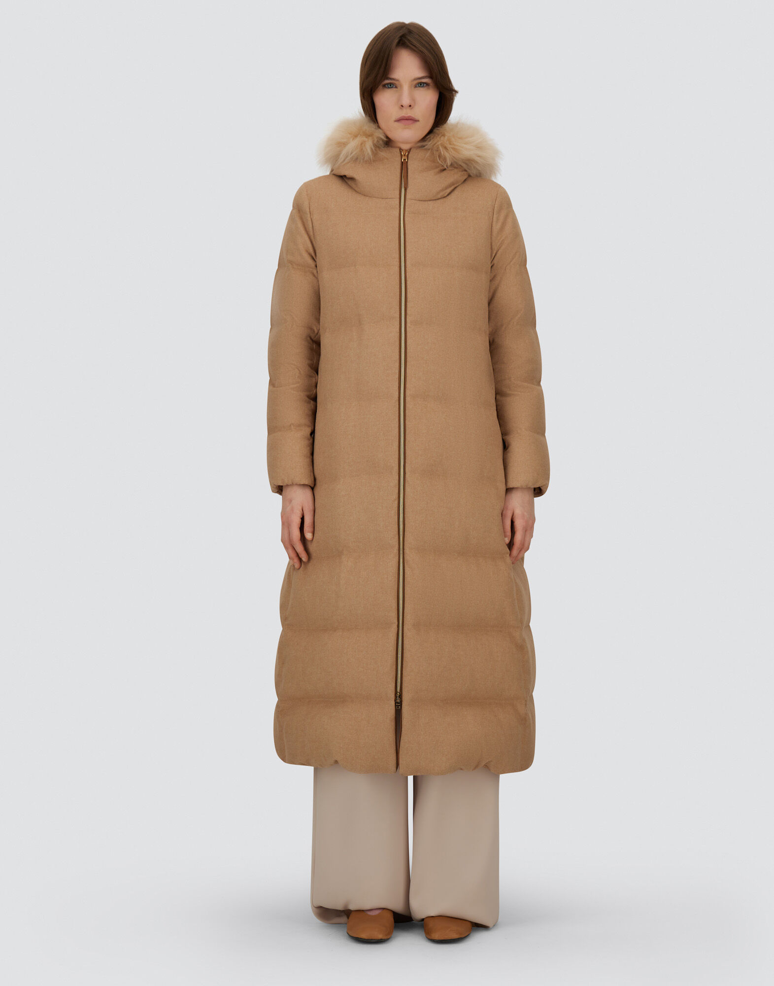 LONG JACKET IN CASHMERE, SILK AND MONOGRAM