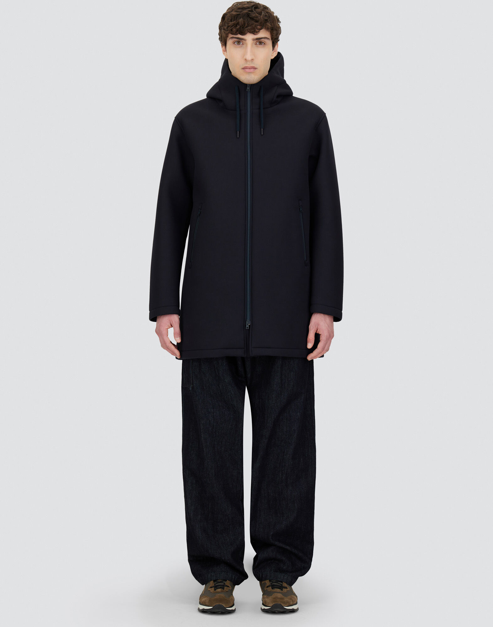LONG PARKA IN 3-LAYER SCUBA