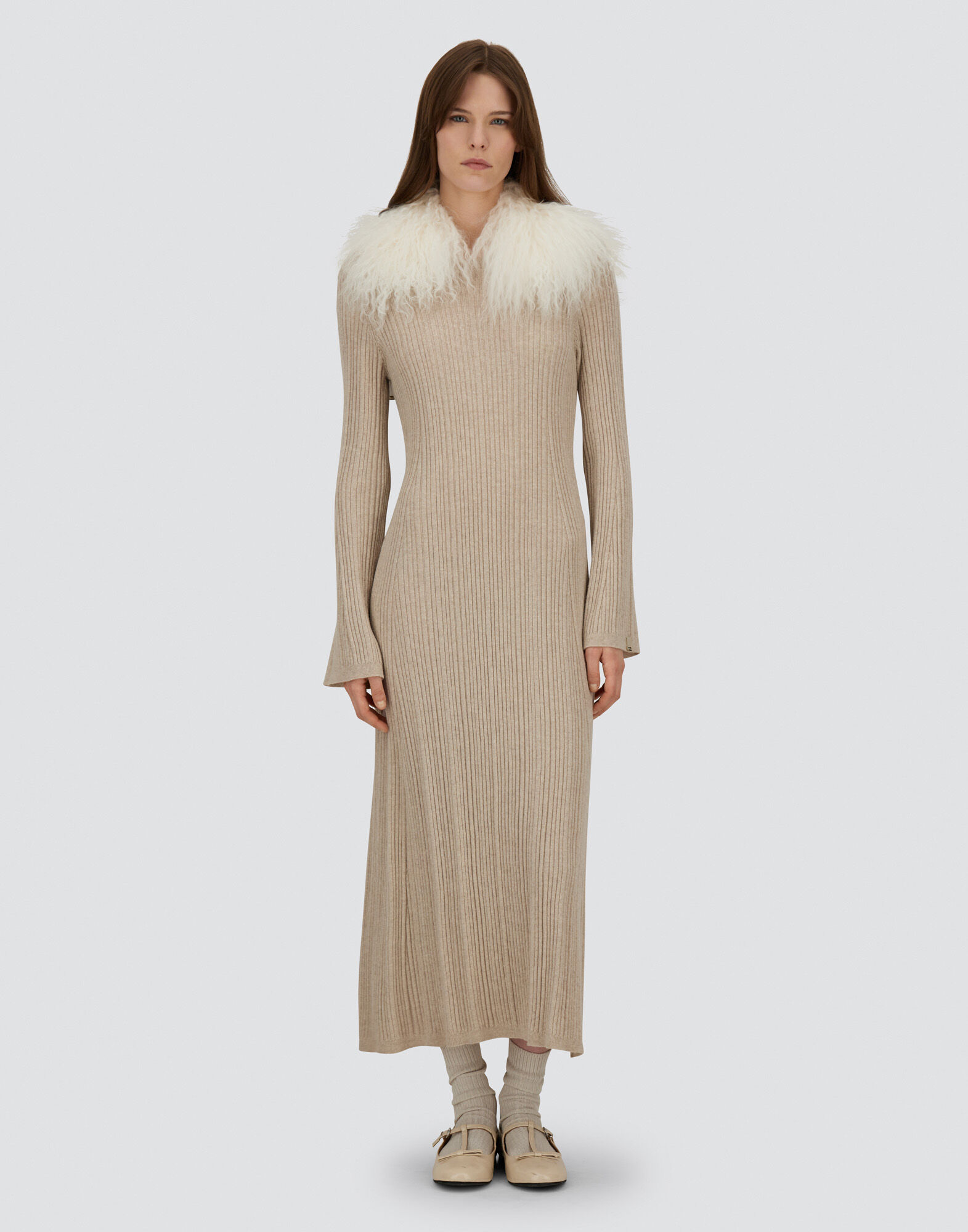 DRESS IN RIBBED CARDED WOOL