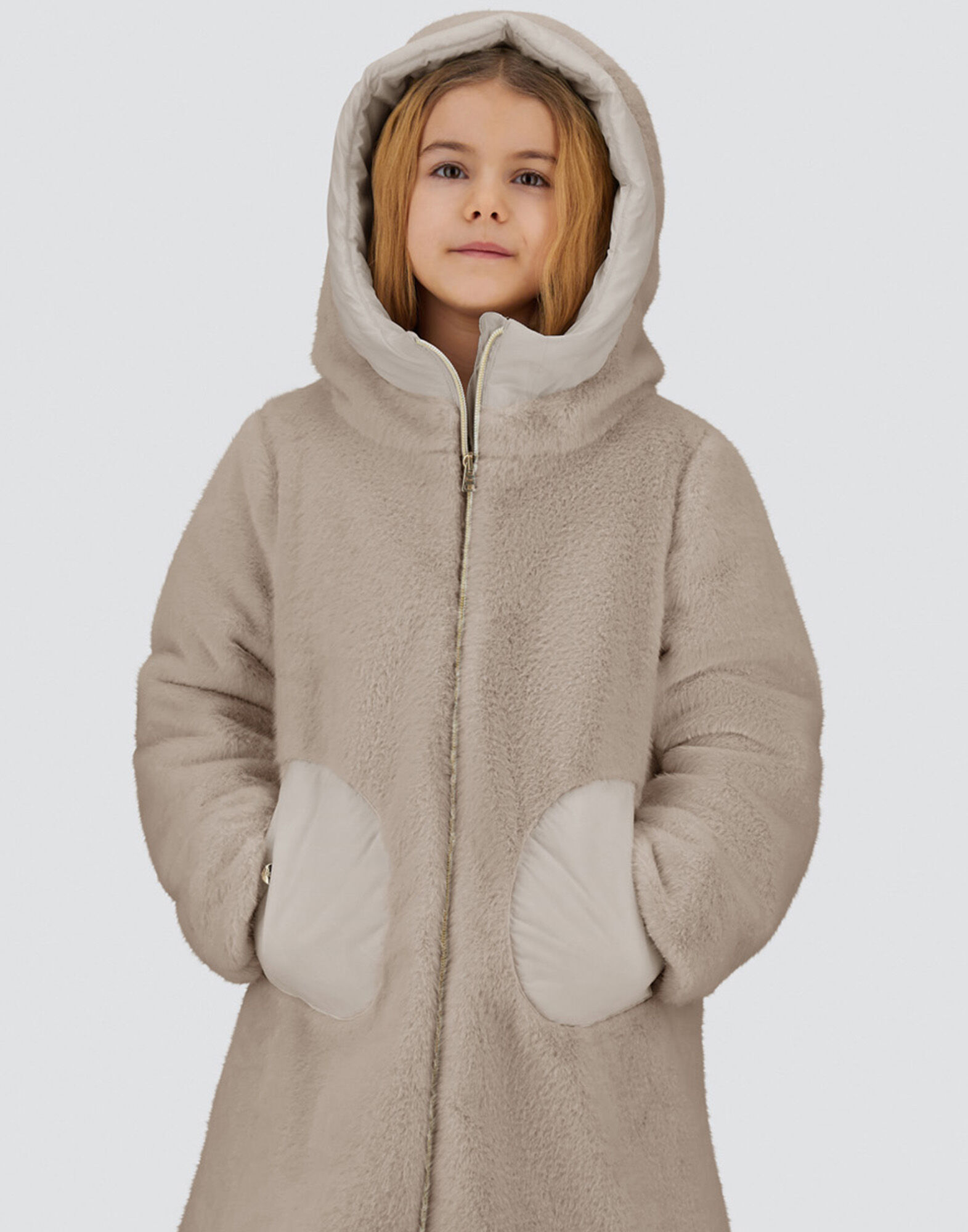 COAT IN LADY ALTERNATIVE FUR AND ECOAGE