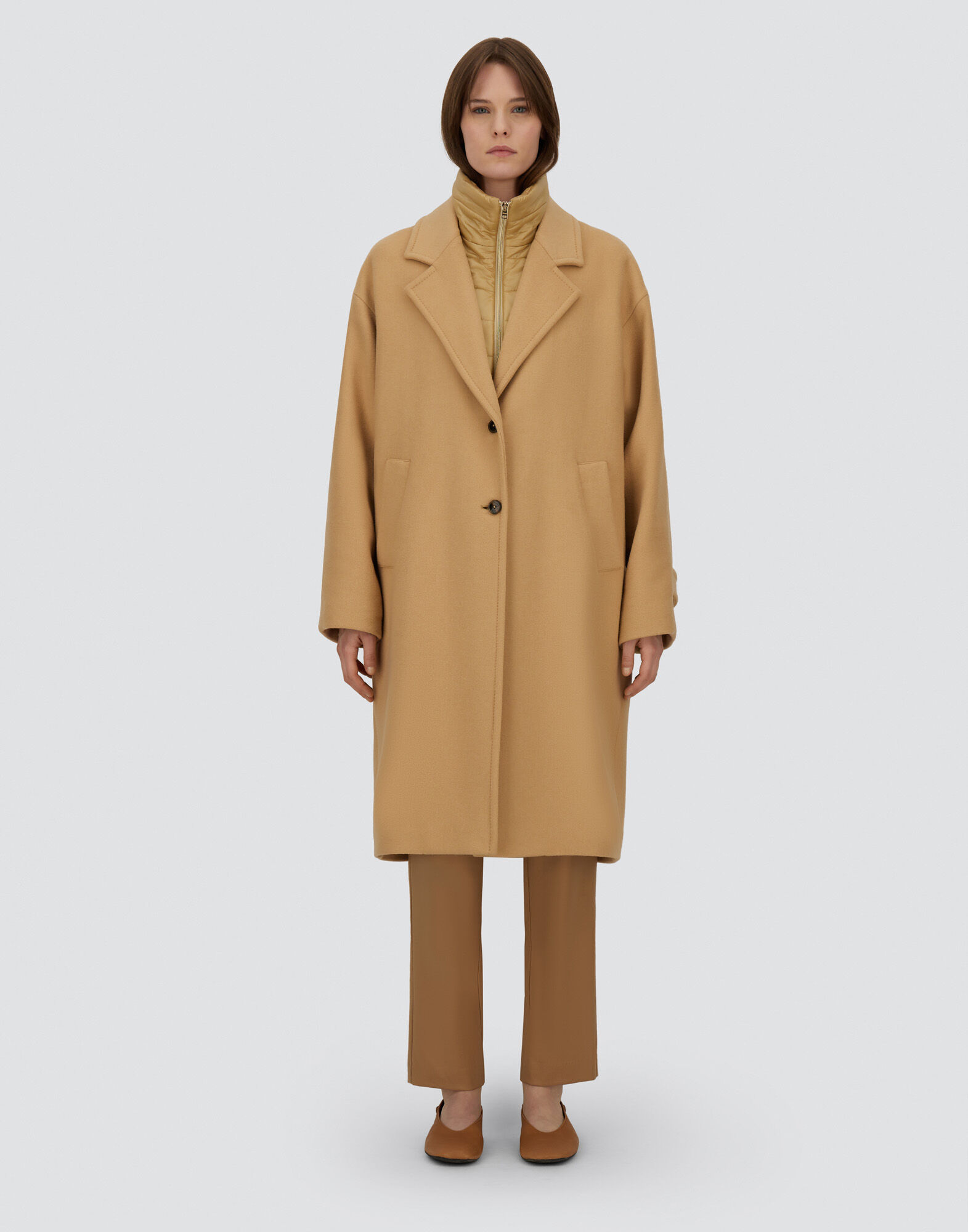 COAT IN VELOUR WOOL CLOTH AND NYLON ULTRALIGHT