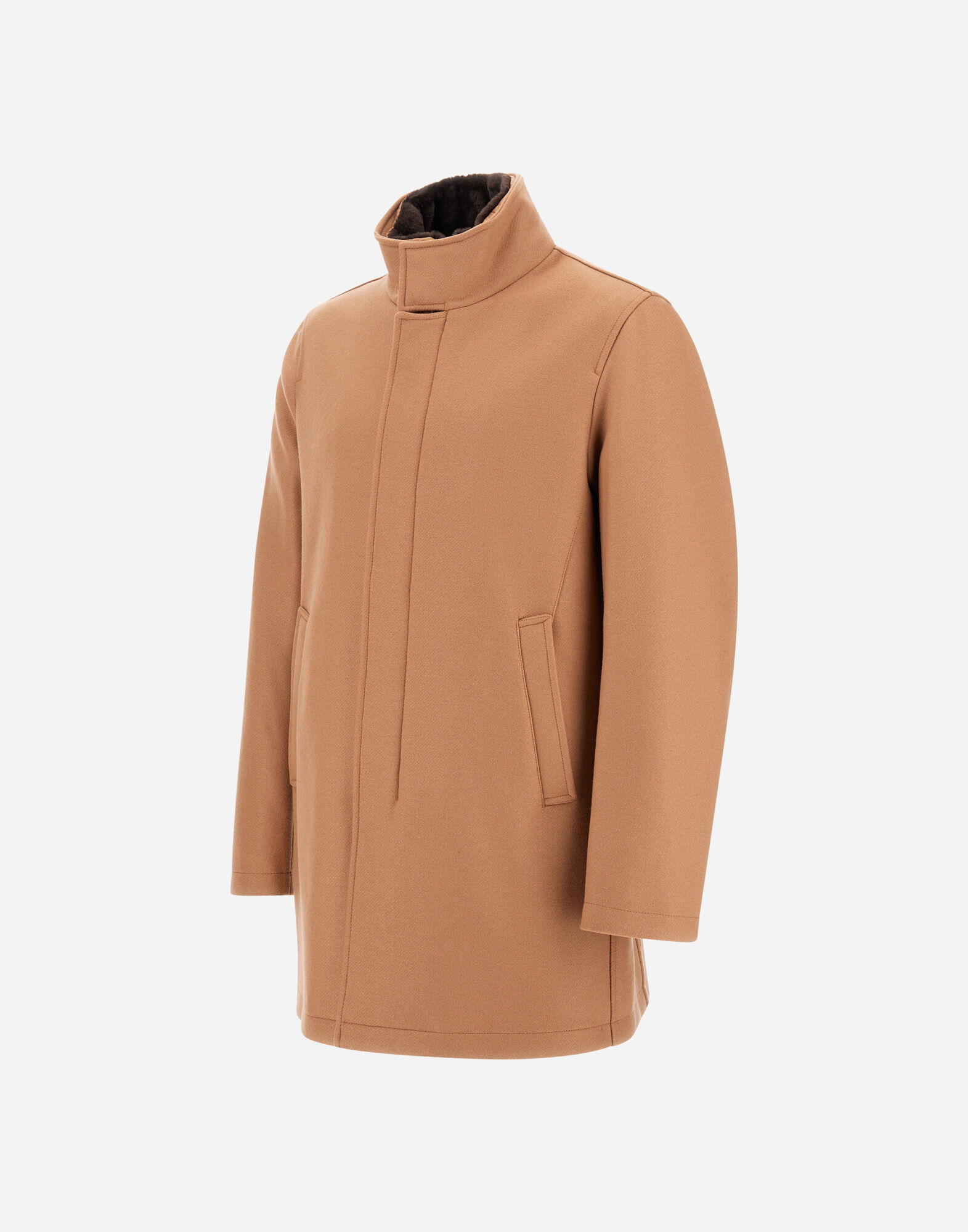CARCOAT IN EASY WOOL AND LIGHT FAUX FUR