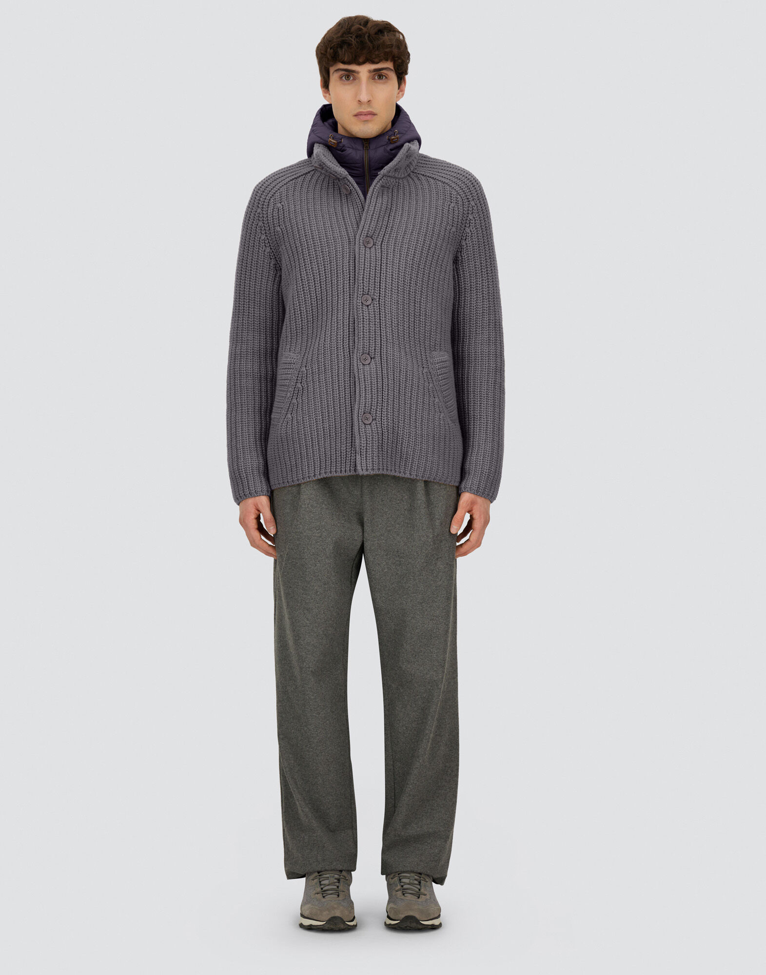 CARDIGAN IN COB STITCH WOOL