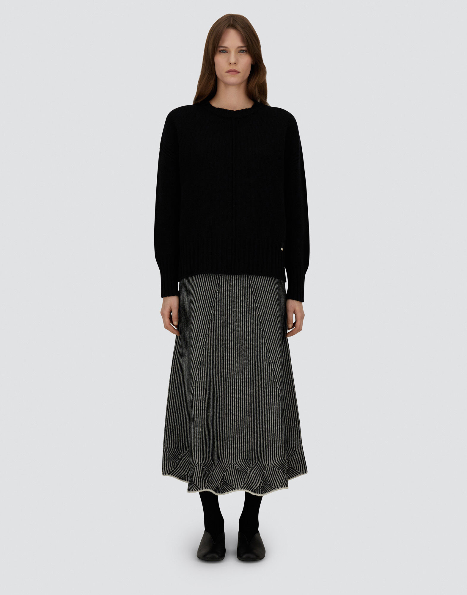 SKIRT IN TWO-TONE VANIS WOOL