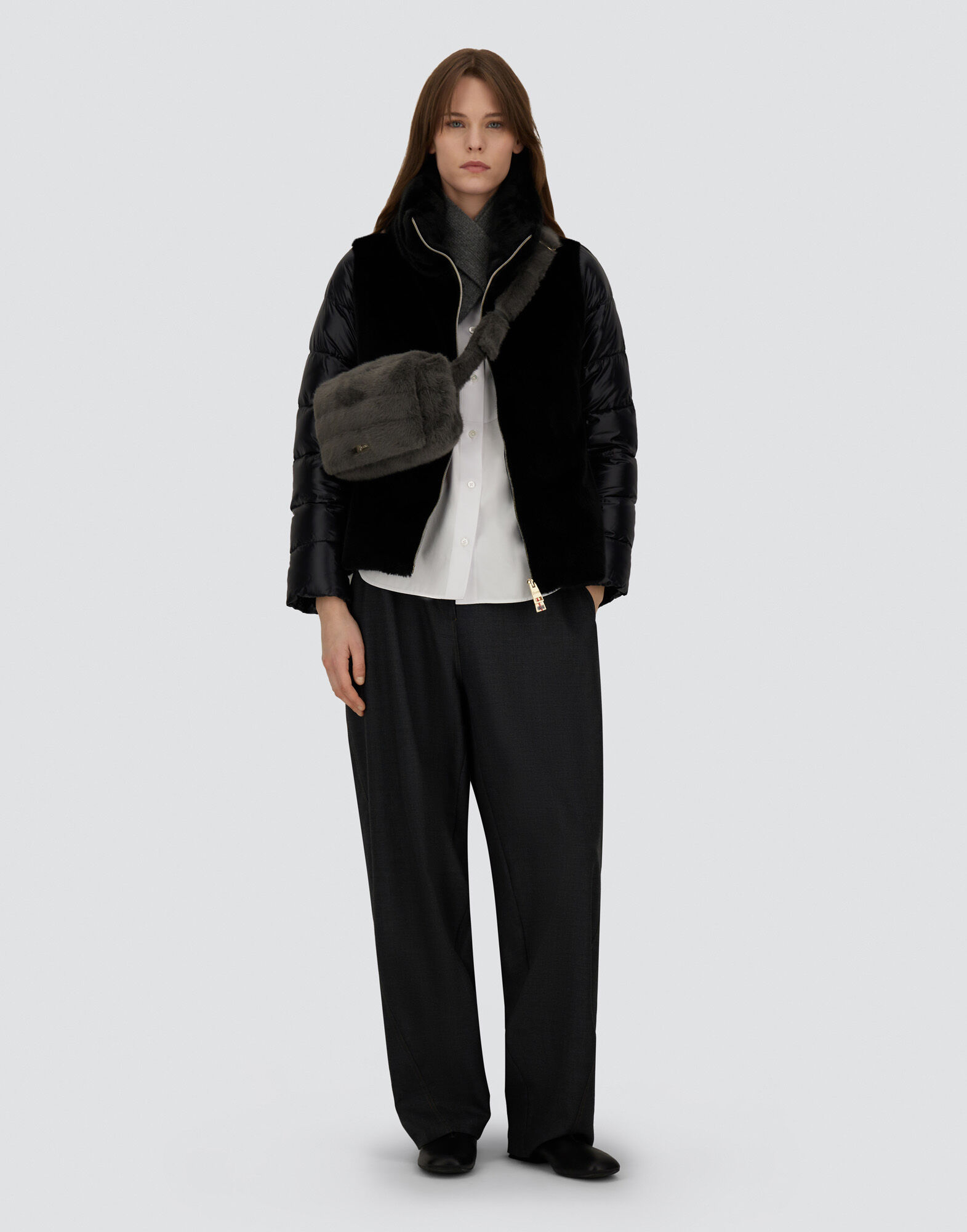 CAPE IN NYLON ULTRALIGHT AND LADY ALTERNATIVE FUR