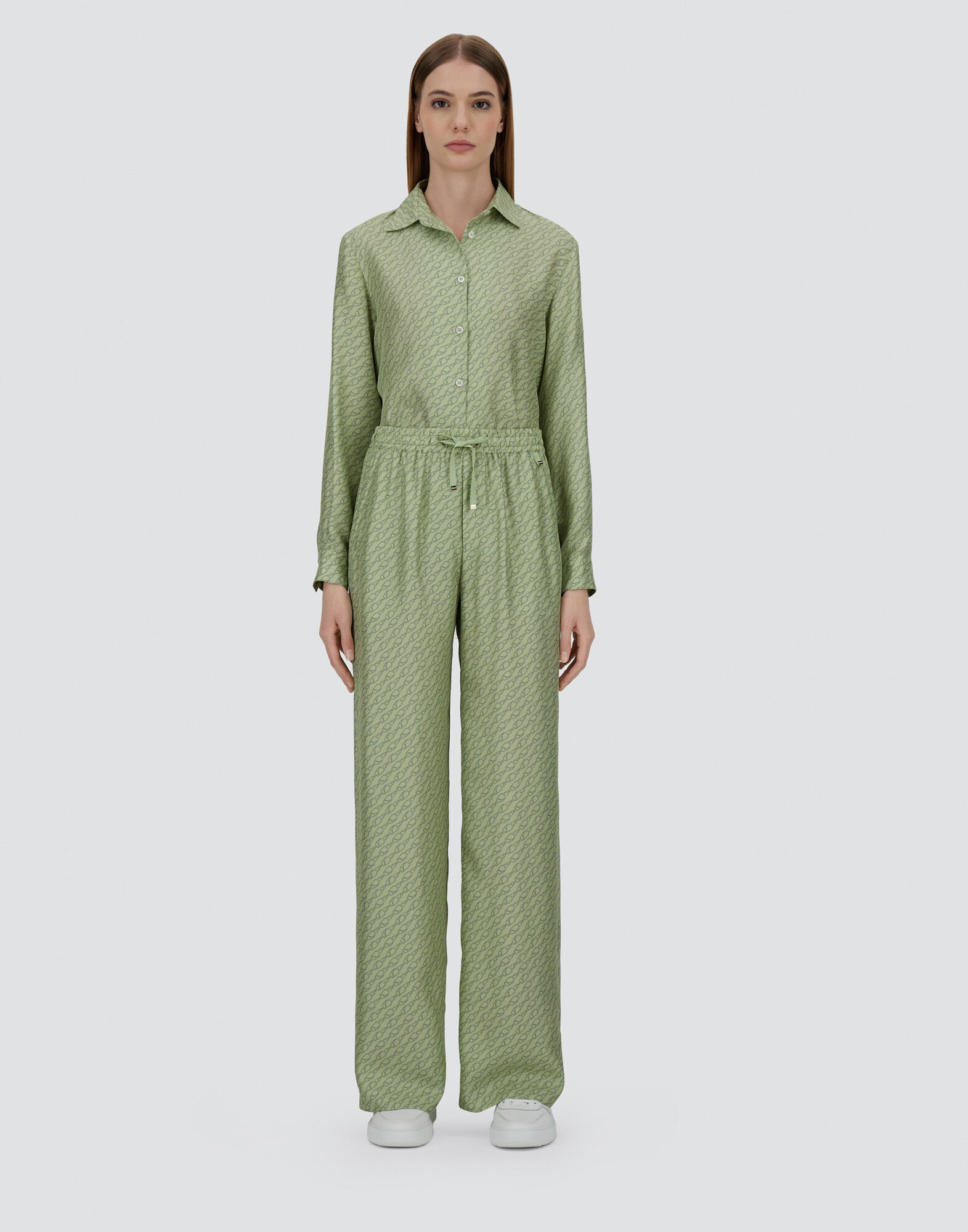 TROUSERS IN ICONIC PRINT SILK