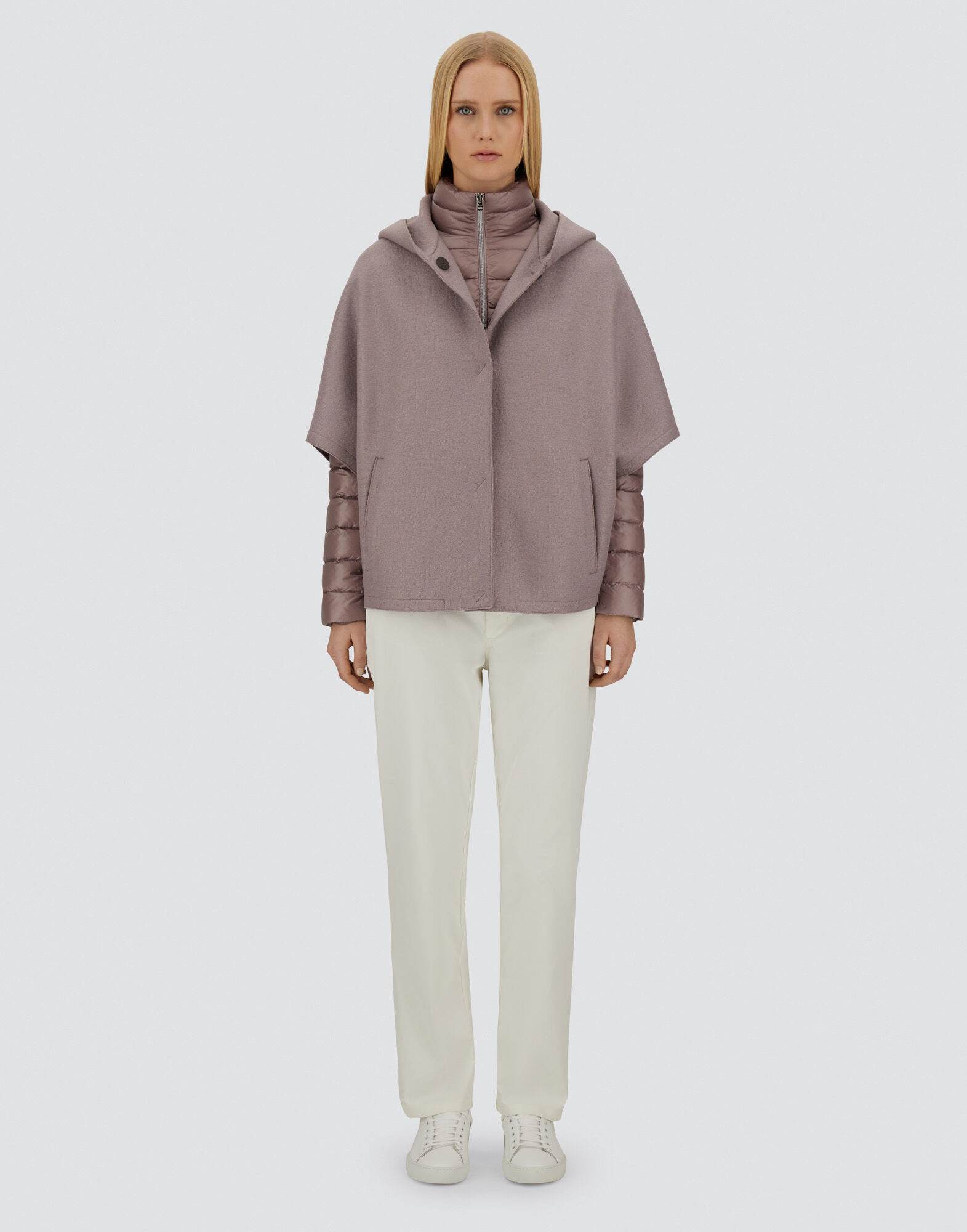 RESORT CAPE IN FELTED WOOL & NYLON ULTRALIGHT
