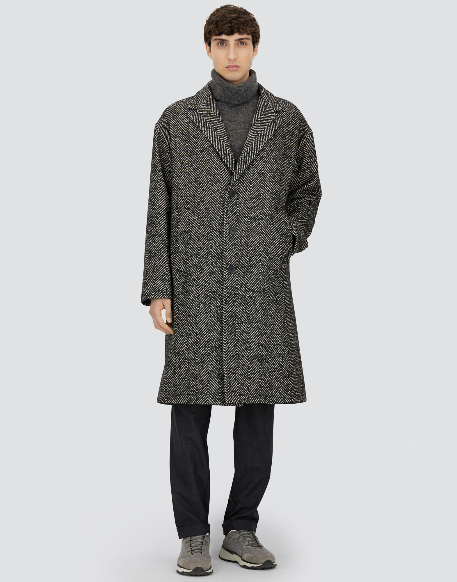 COAT IN HERRINGBONE R-WOOL