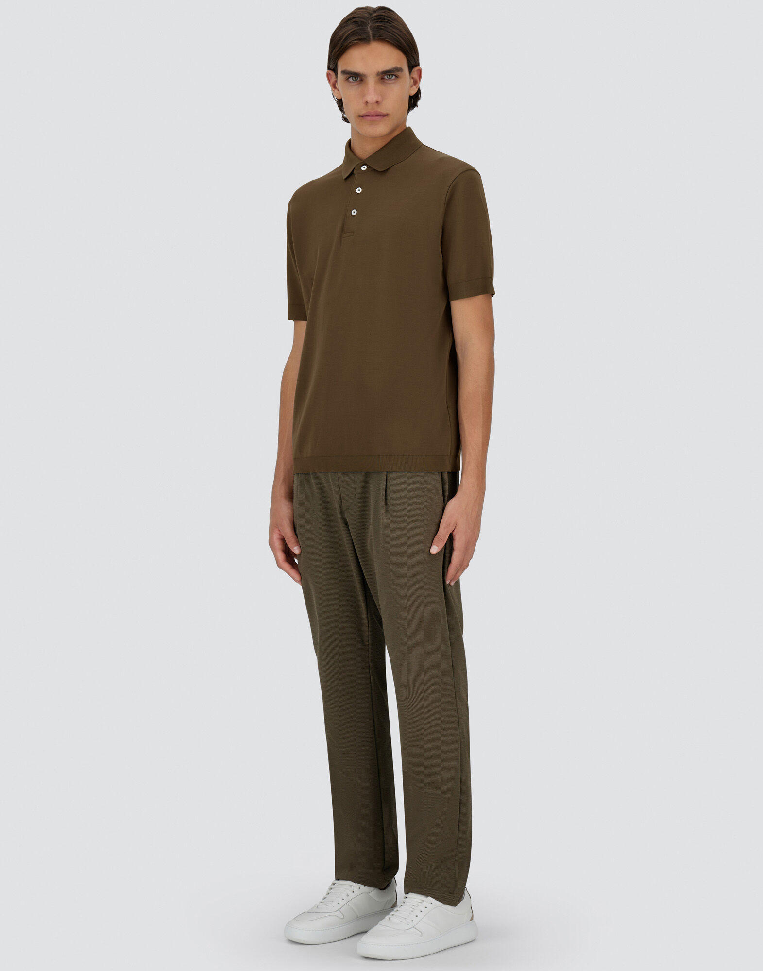 JERSEY KNIT EFFECT POLO SHIRT