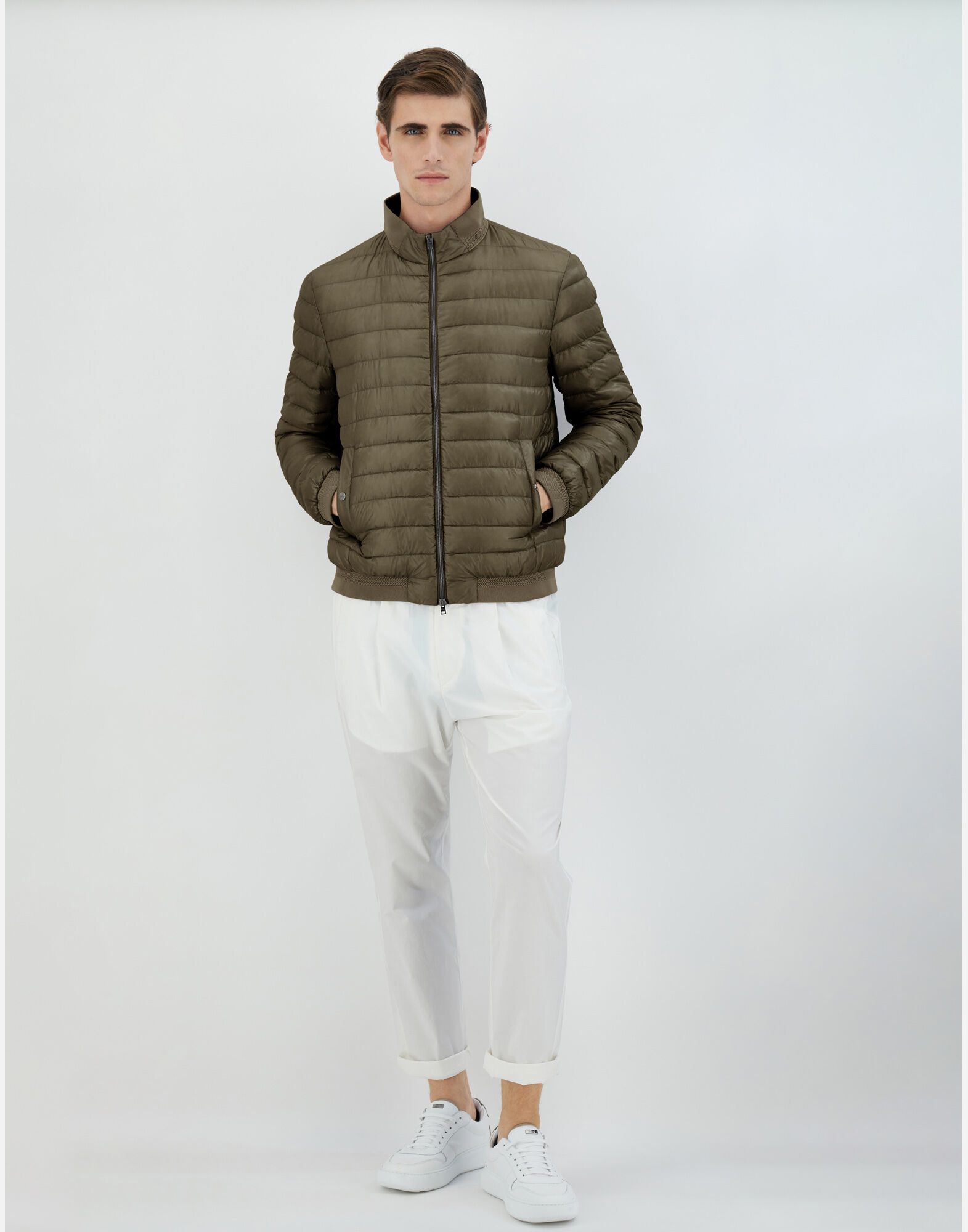 NYLON ULTRALIGHT AND KNIT BOMBER JACKET