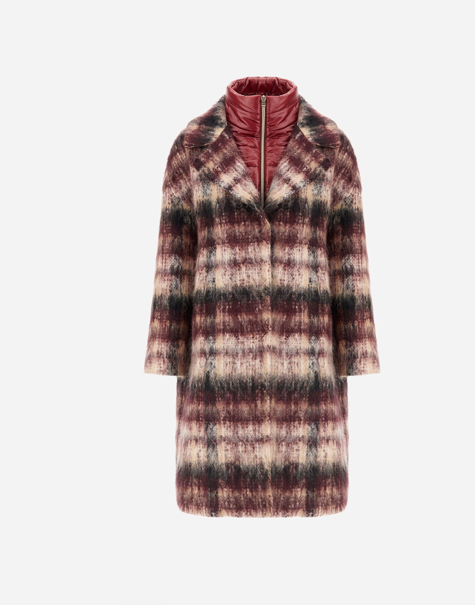 COAT IN MOHAIR CHECK WOOL AND NYLON ULTRALIGHT