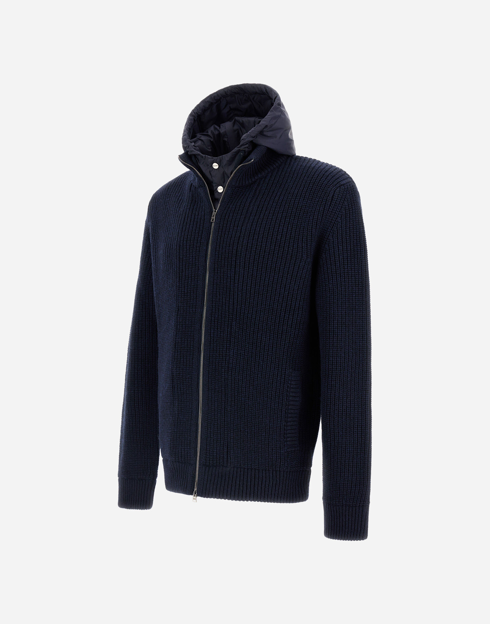 JACKET IN RIBBED MERINO WOOL G.5 AND NYLON CHAMONIX