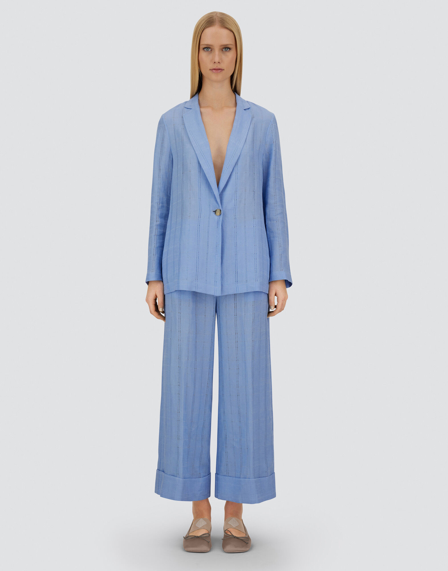 RESORT TROUSERS IN CHECK LINEN