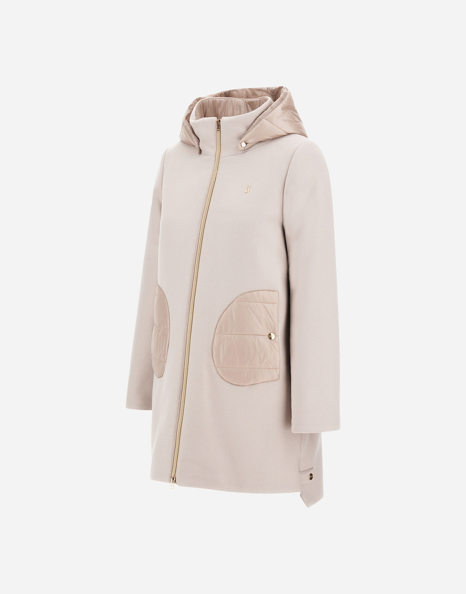 HOODED COAT IN ECOWOOL AND NYLON ULTRALIGHT