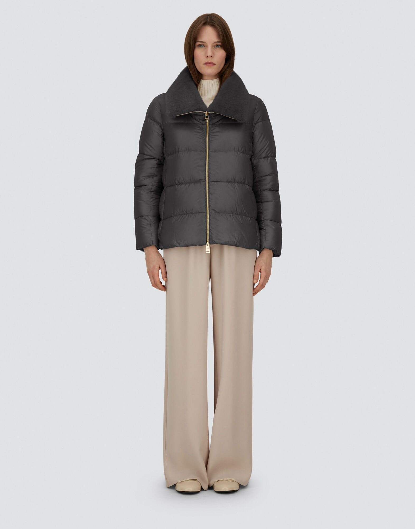 JACKET IN NYLON ULTRALIGHT AND LADY ALTERNATIVE FUR