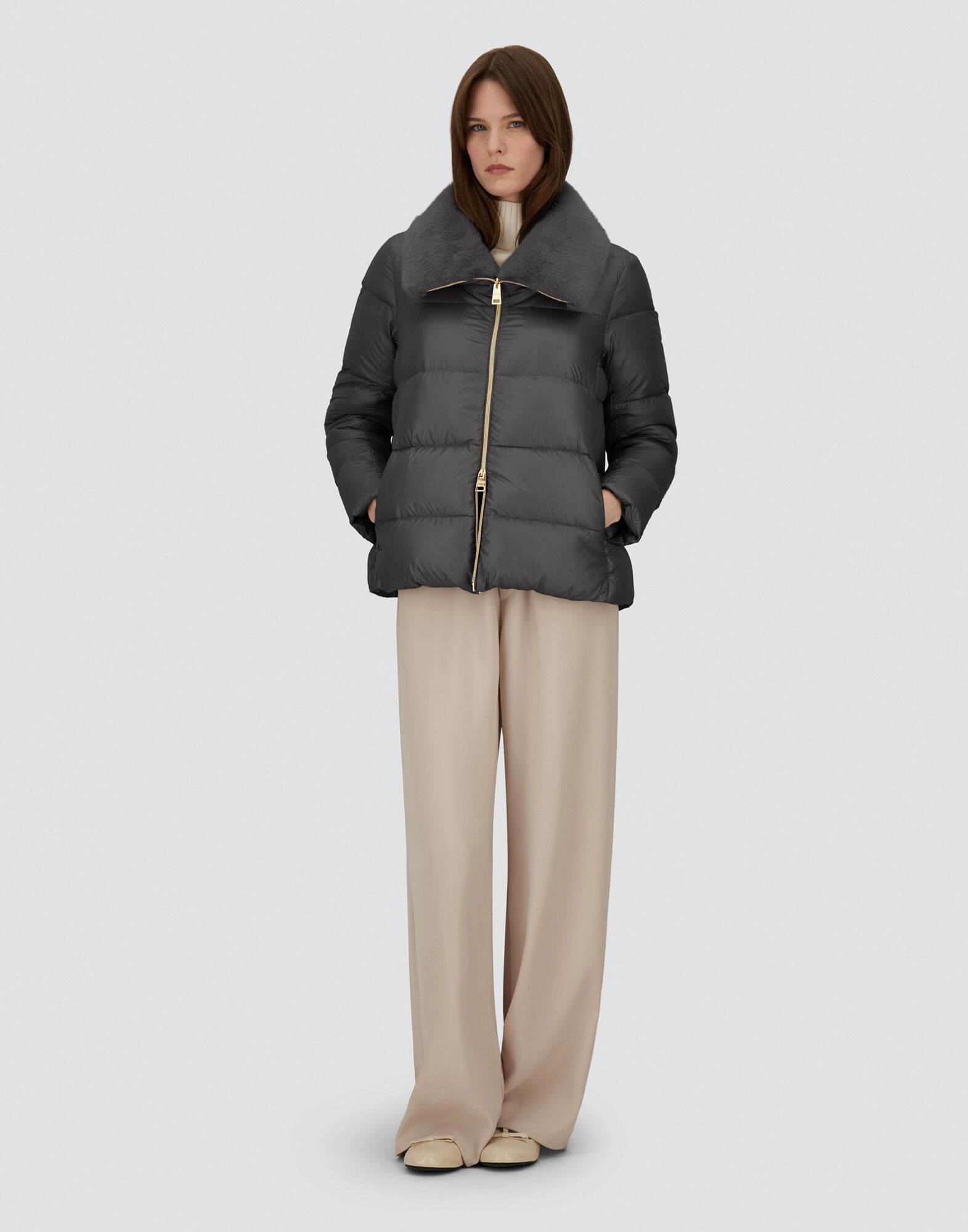 JACKET IN NYLON ULTRALIGHT AND LADY ALTERNATIVE FUR