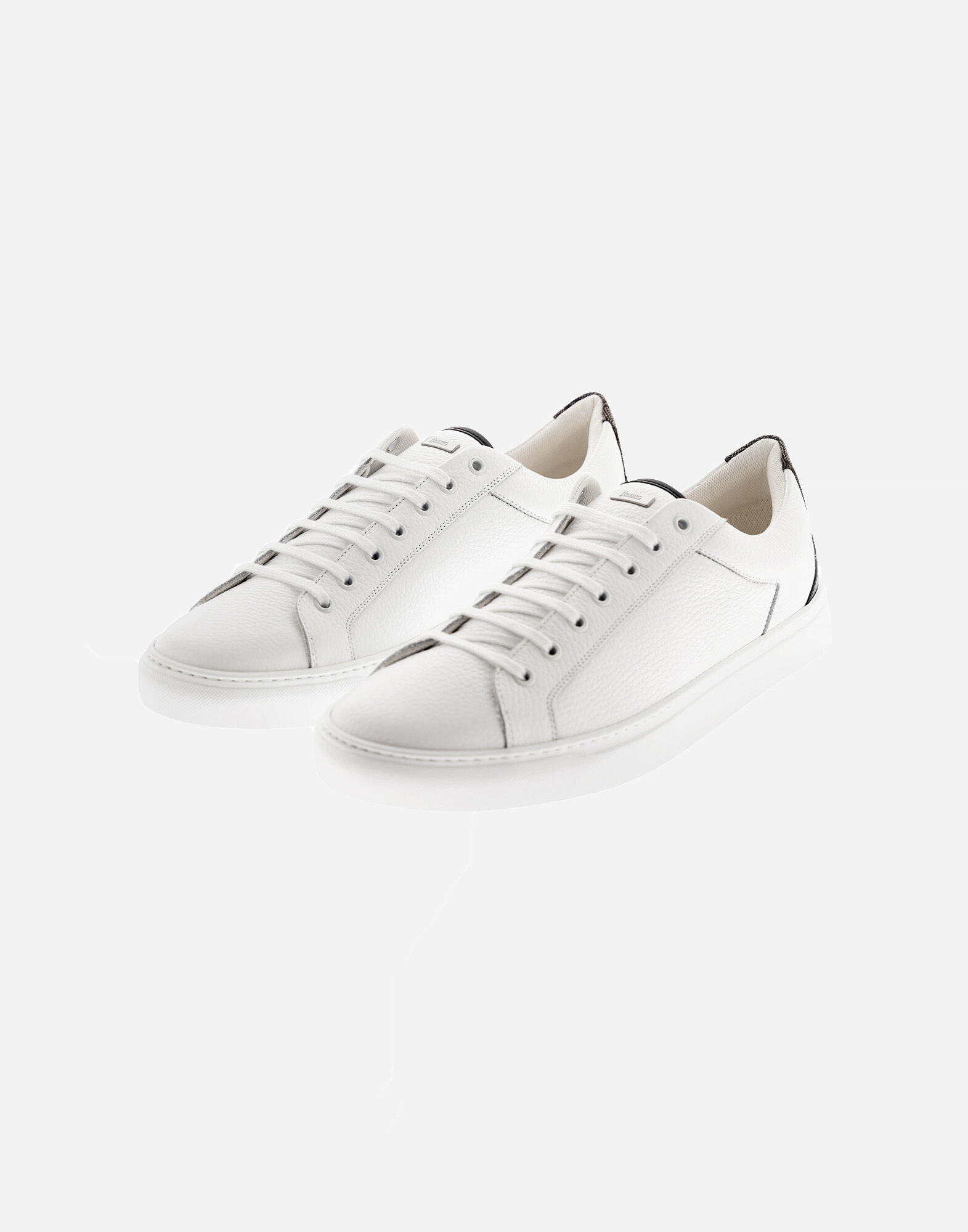GRAINED LEATHER AND MONOGRAM TRAINERS