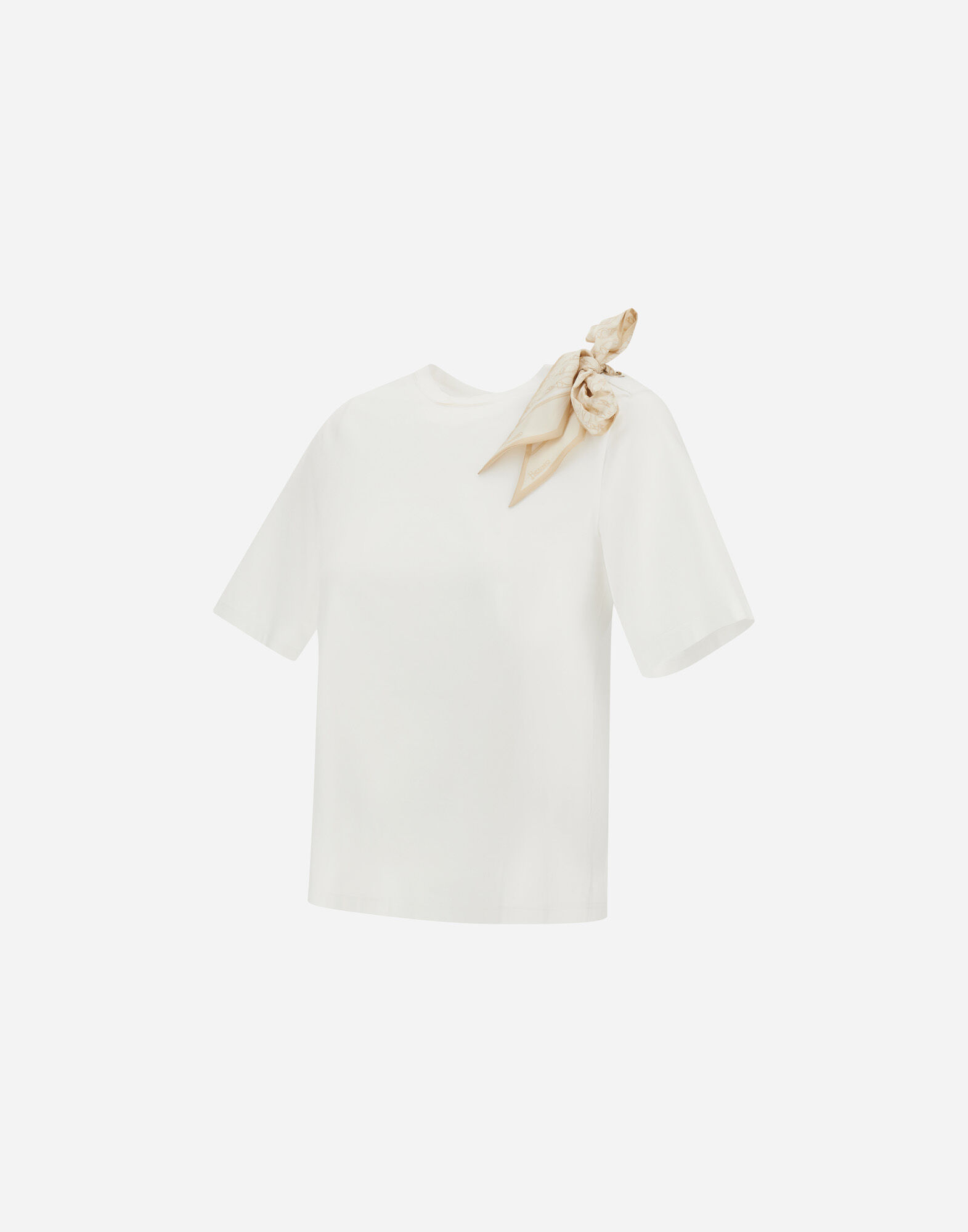 T-SHIRT IN SUPERFINE COTTON STRETCH AND FOULARD