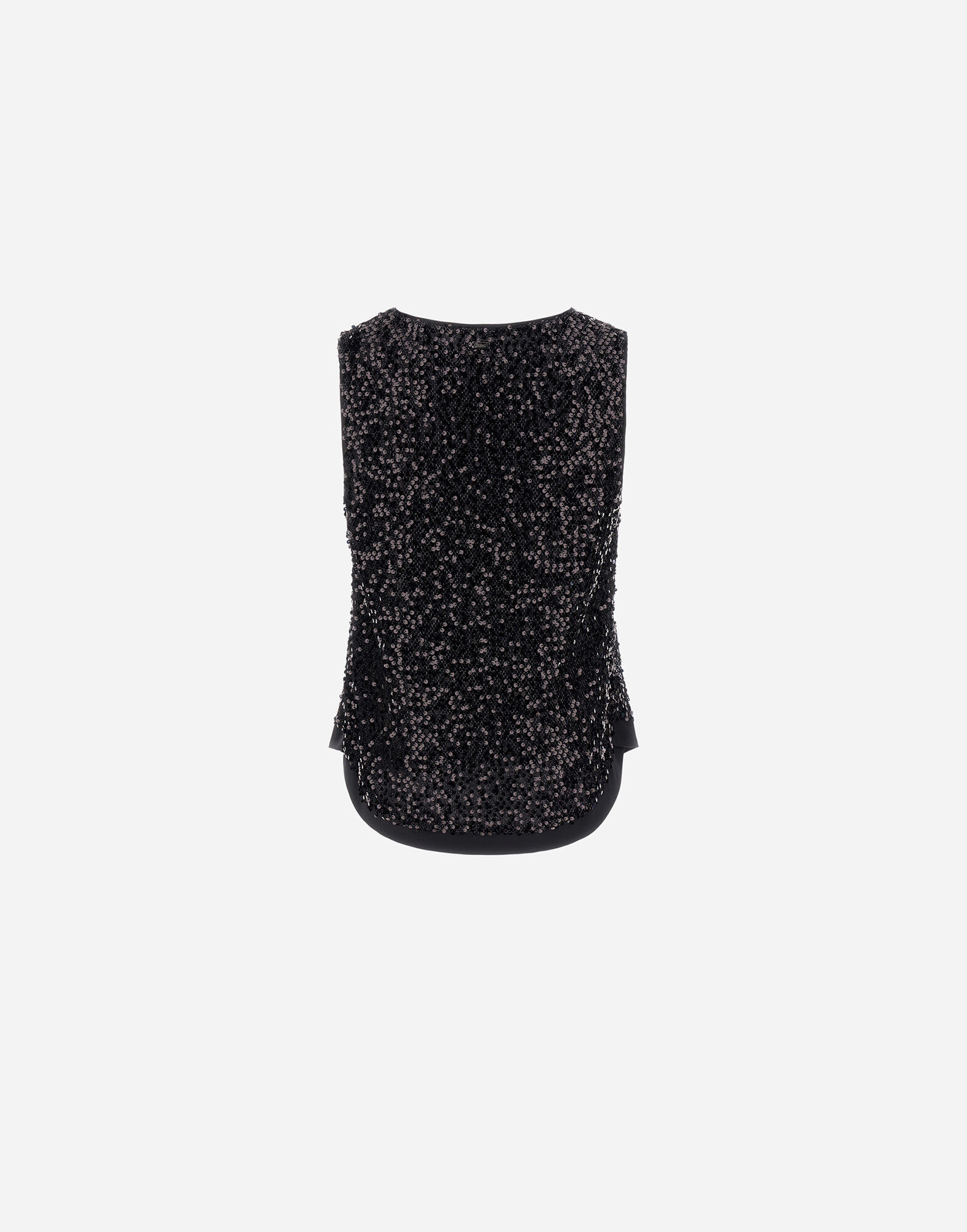 TOP IN SEQUIN MESH AND STRUCTURED NYLON