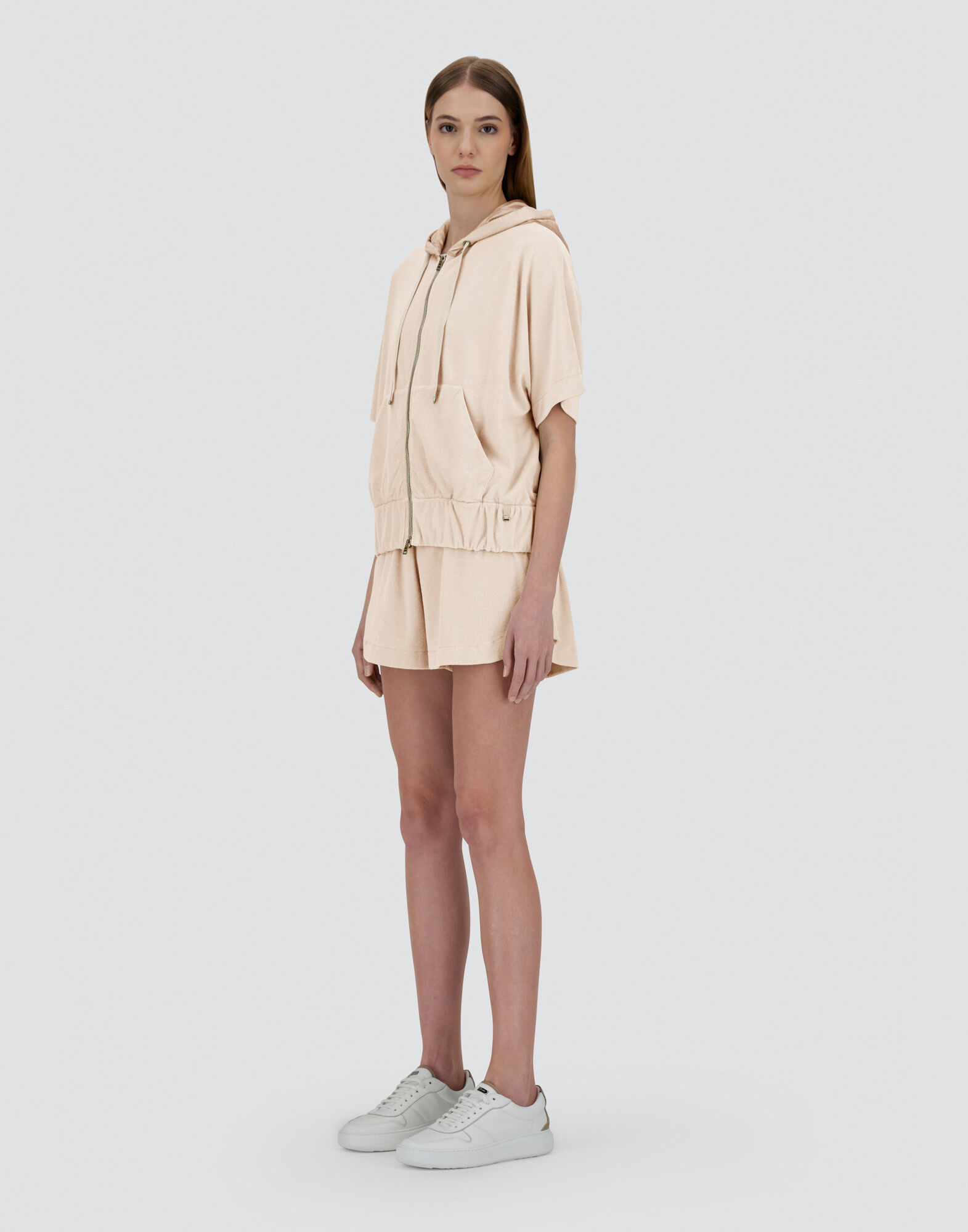 SWEATSHIRT IN SPONGE EFFECT SWEATER AND NYLON ULTRALIGHT