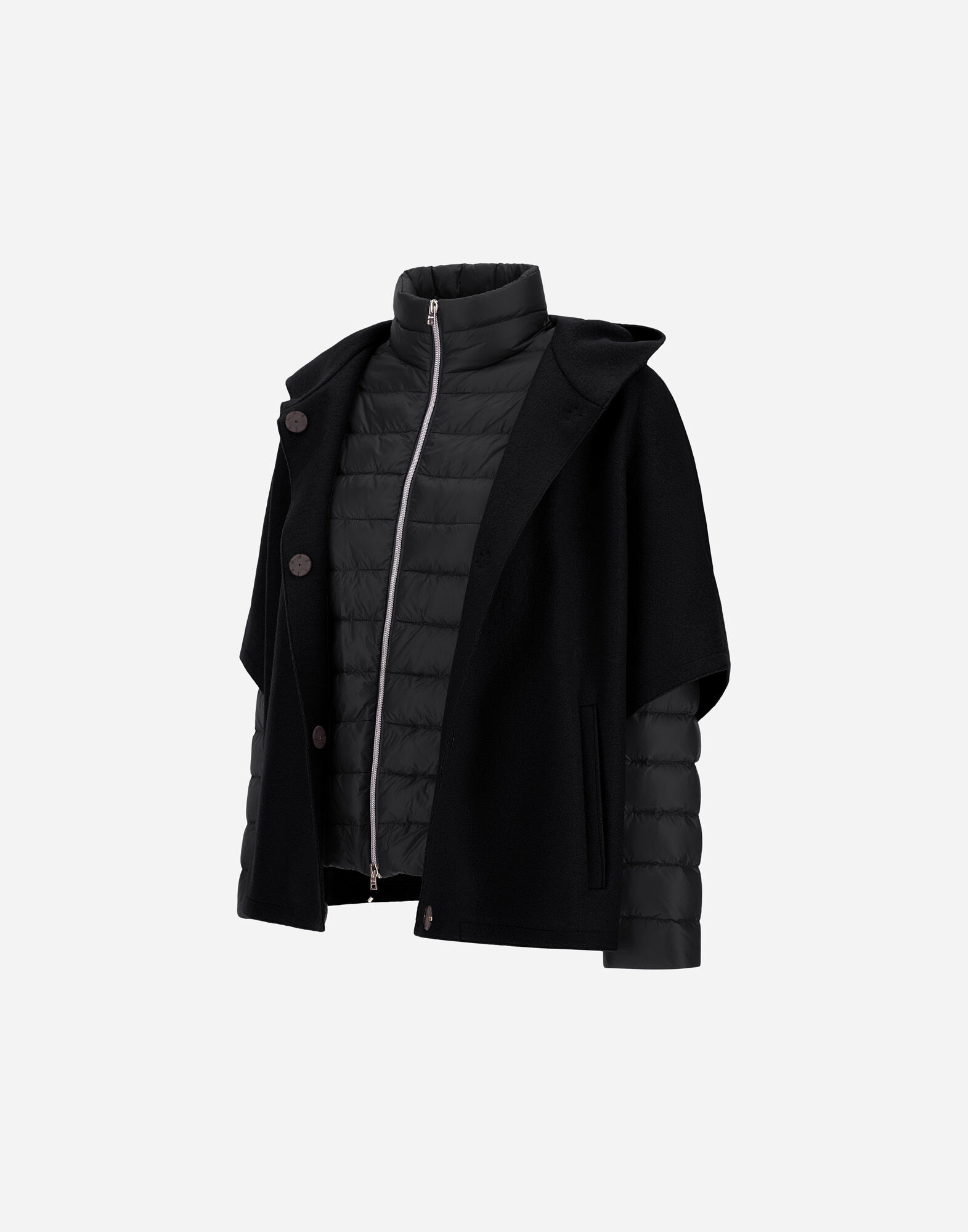 RESORT CAPE IN FELTED WOOL & NYLON ULTRALIGHT