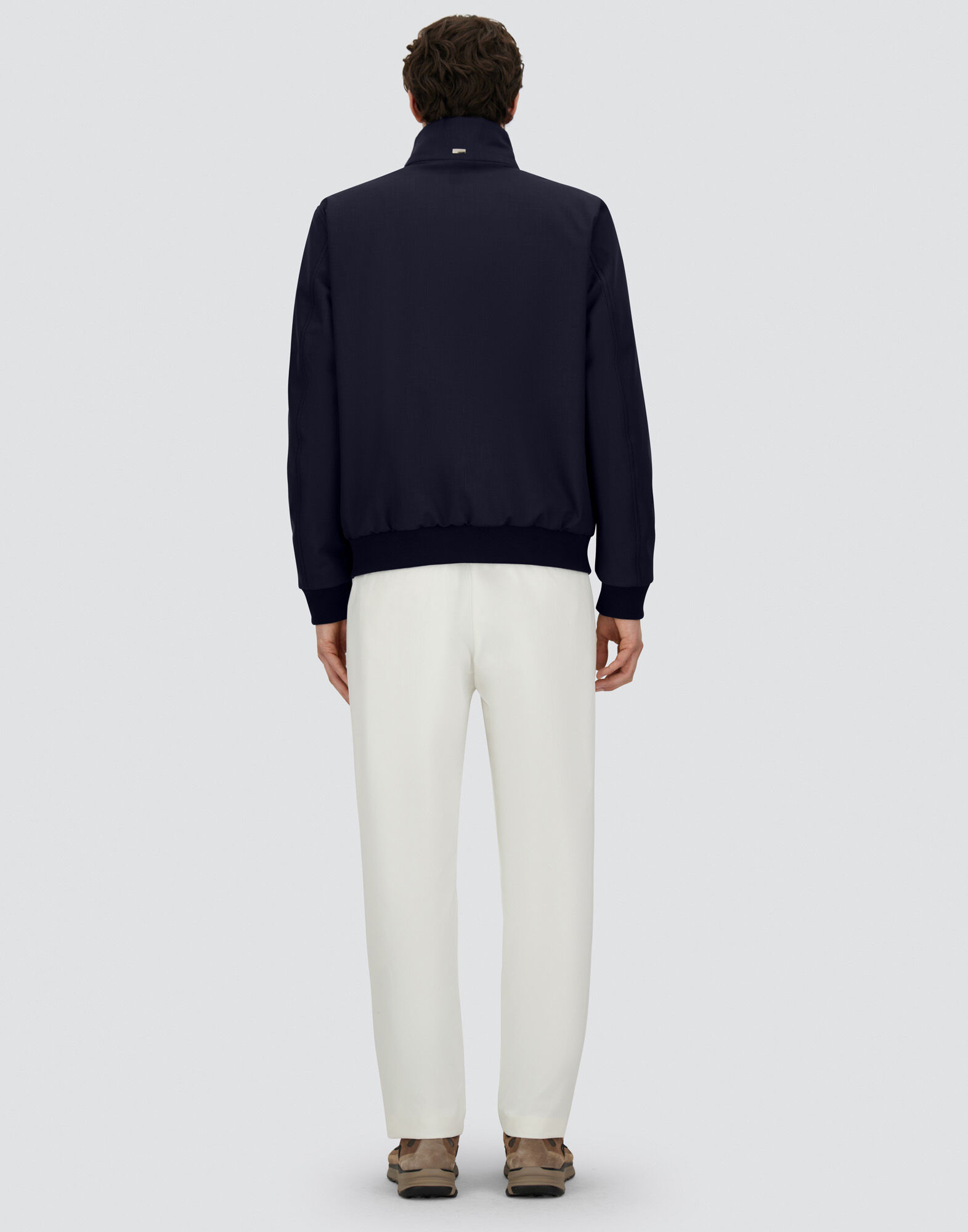 BOMBER JACKET IN WOOLEN MELANGE TWILL AND LIGHT FAUX FUR