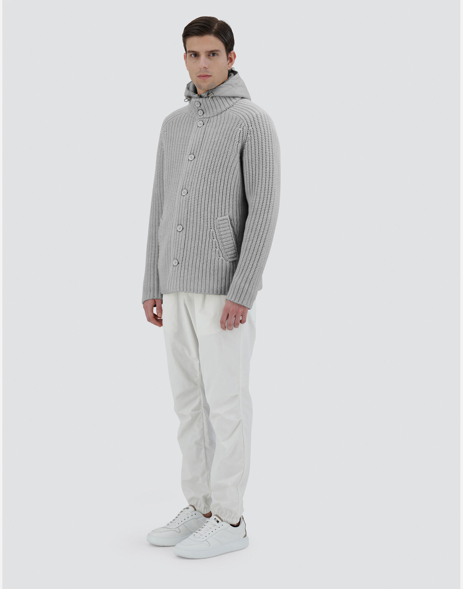 CARDIGAN IN COB STITCH WOOL