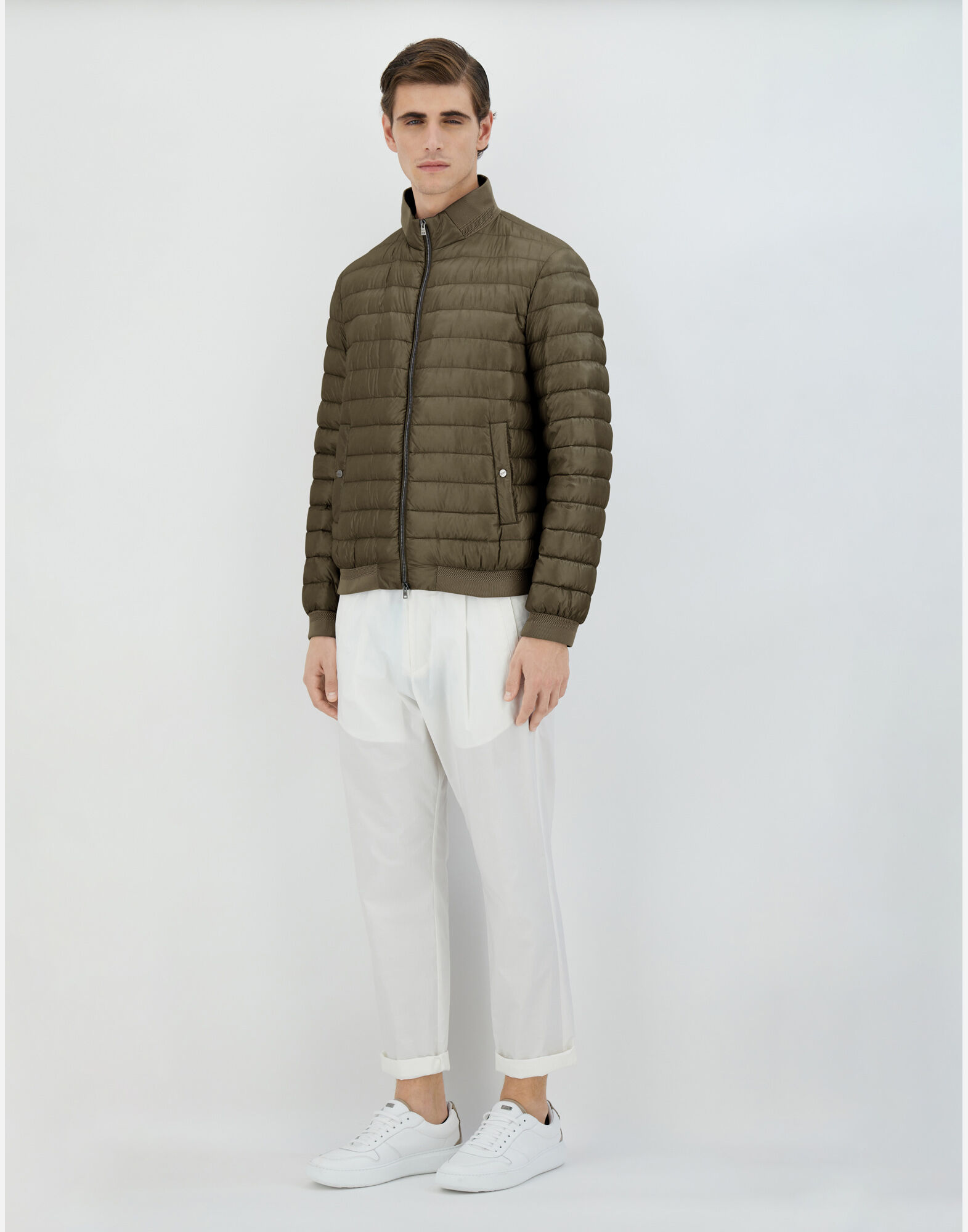 NYLON ULTRALIGHT AND KNIT BOMBER JACKET