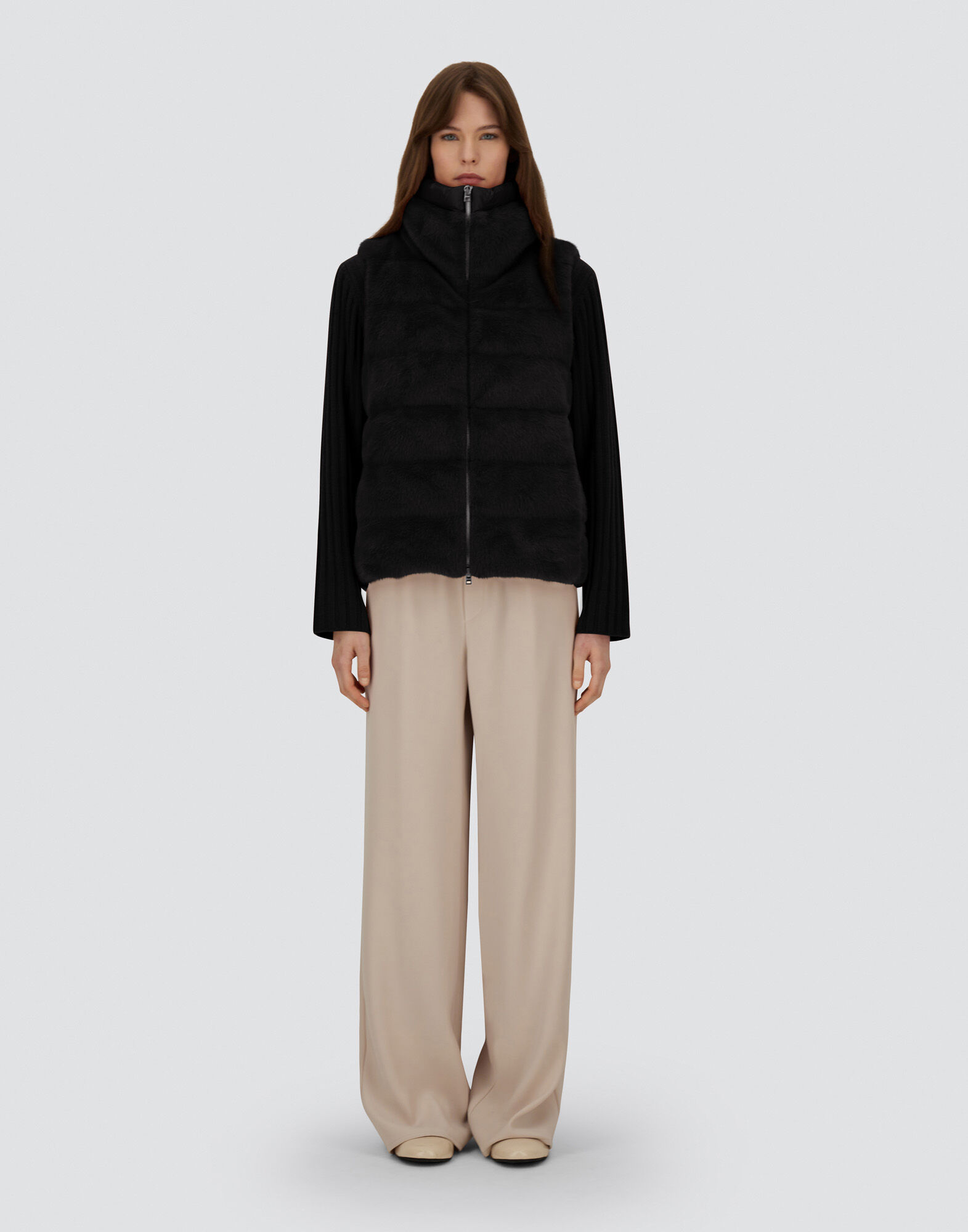 VEST IN LADY ALTERNATIVE FUR AND NYLON ULTRALIGHT