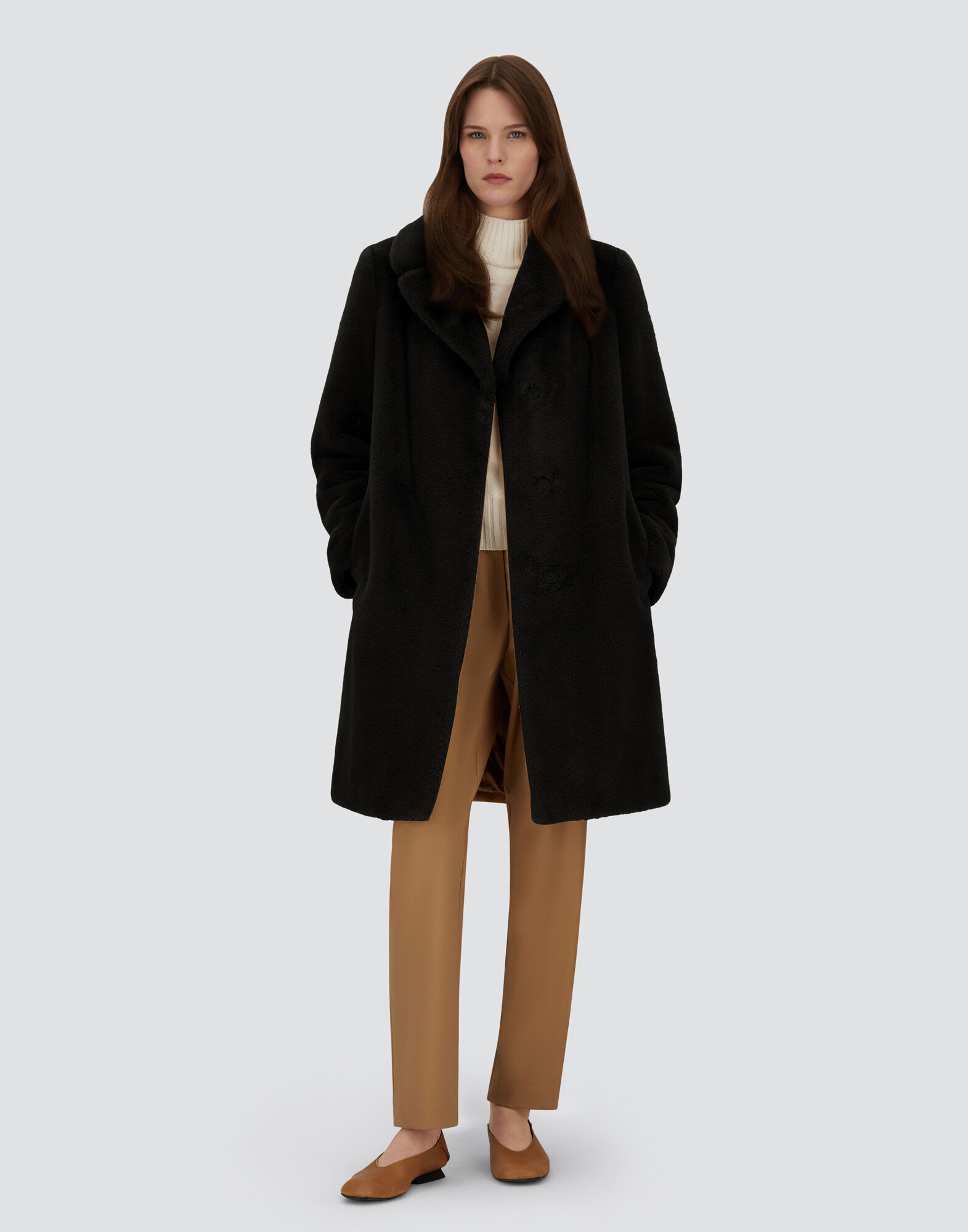 COAT IN SOFT ALTERNATIVE FUR