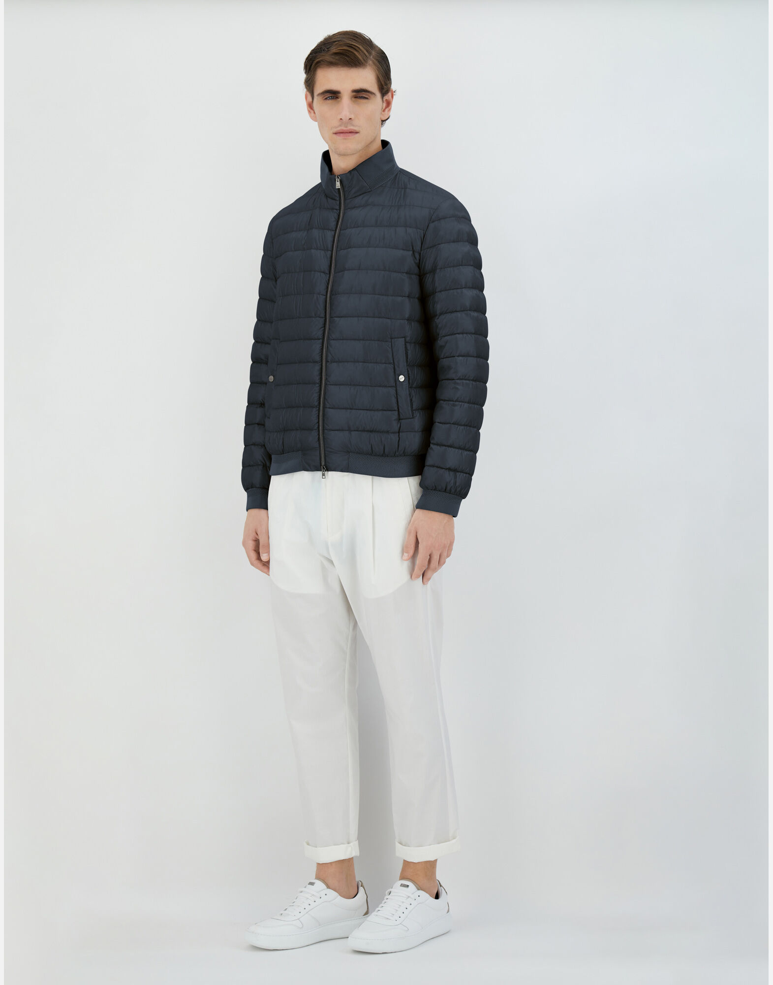NYLON ULTRALIGHT AND KNIT BOMBER JACKET